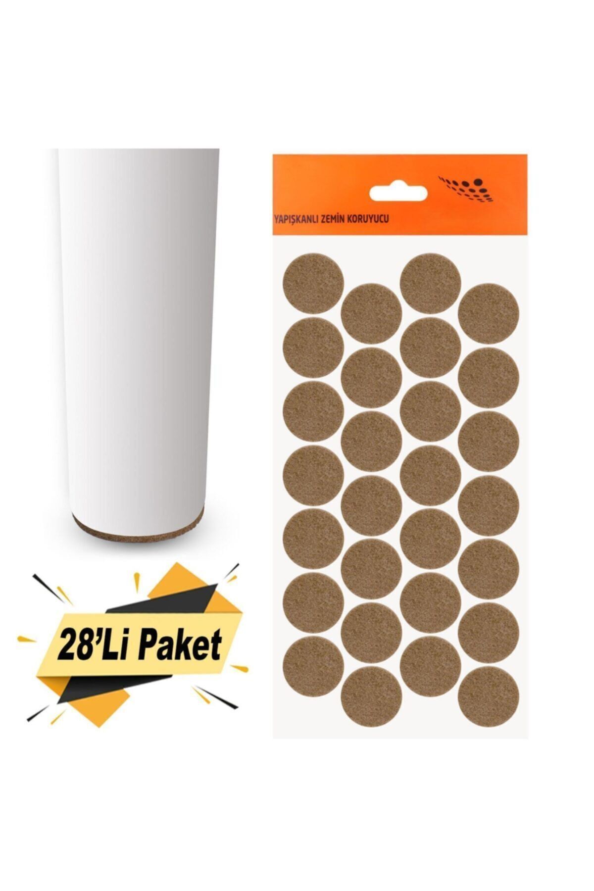 Yapışkanlı Mobilya Masa Sandalye Parke Zemin Ayak Koruyucu Kaydırmaz Keçesi 28 Mm (28'Lİ PAKET)