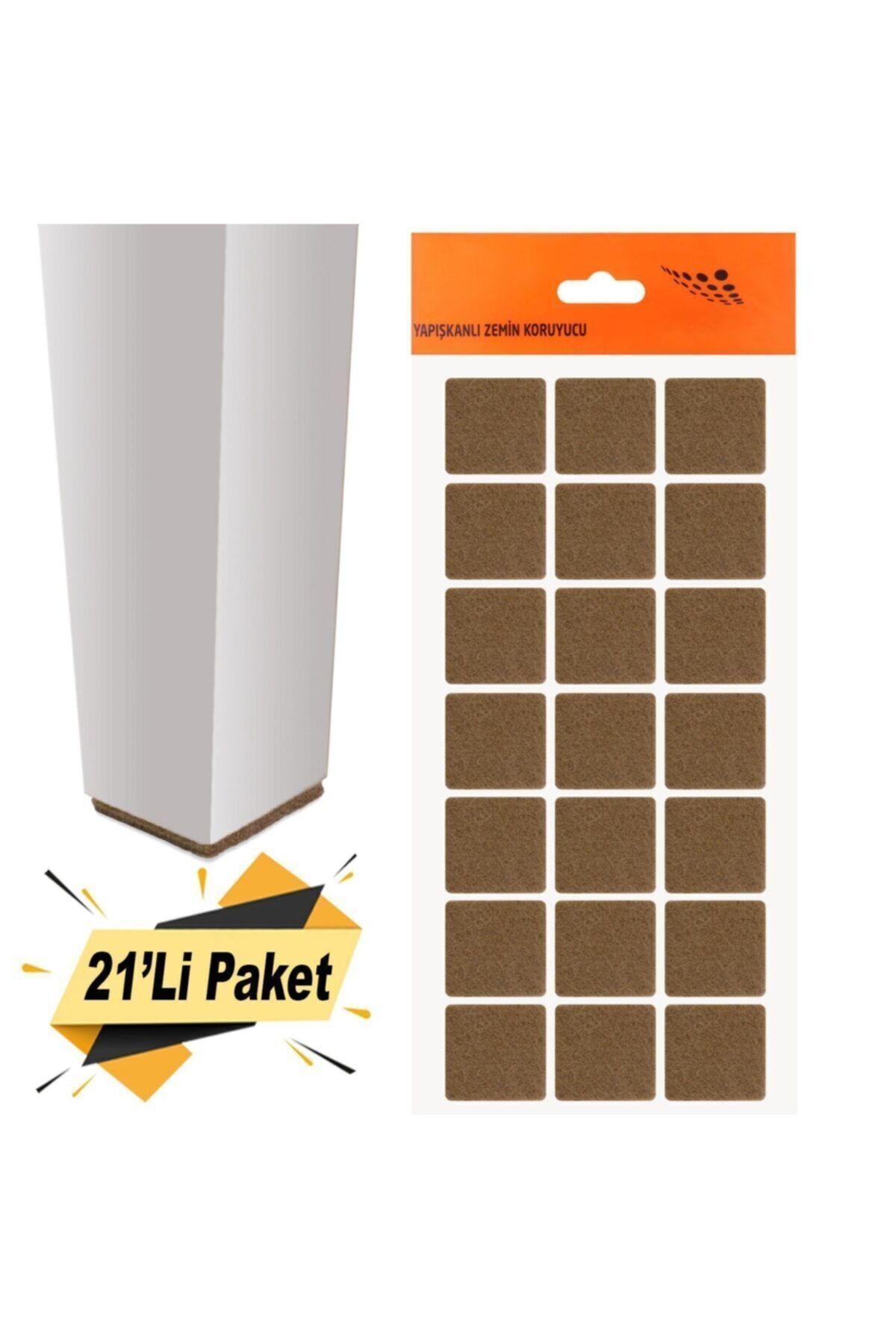 Yapışkanlı Mobilya Masa Sandalye Parke Zemin Ayak Koruyucu Kaydırmaz Keçesi 30x30 Mm (21'Lİ PAKET)