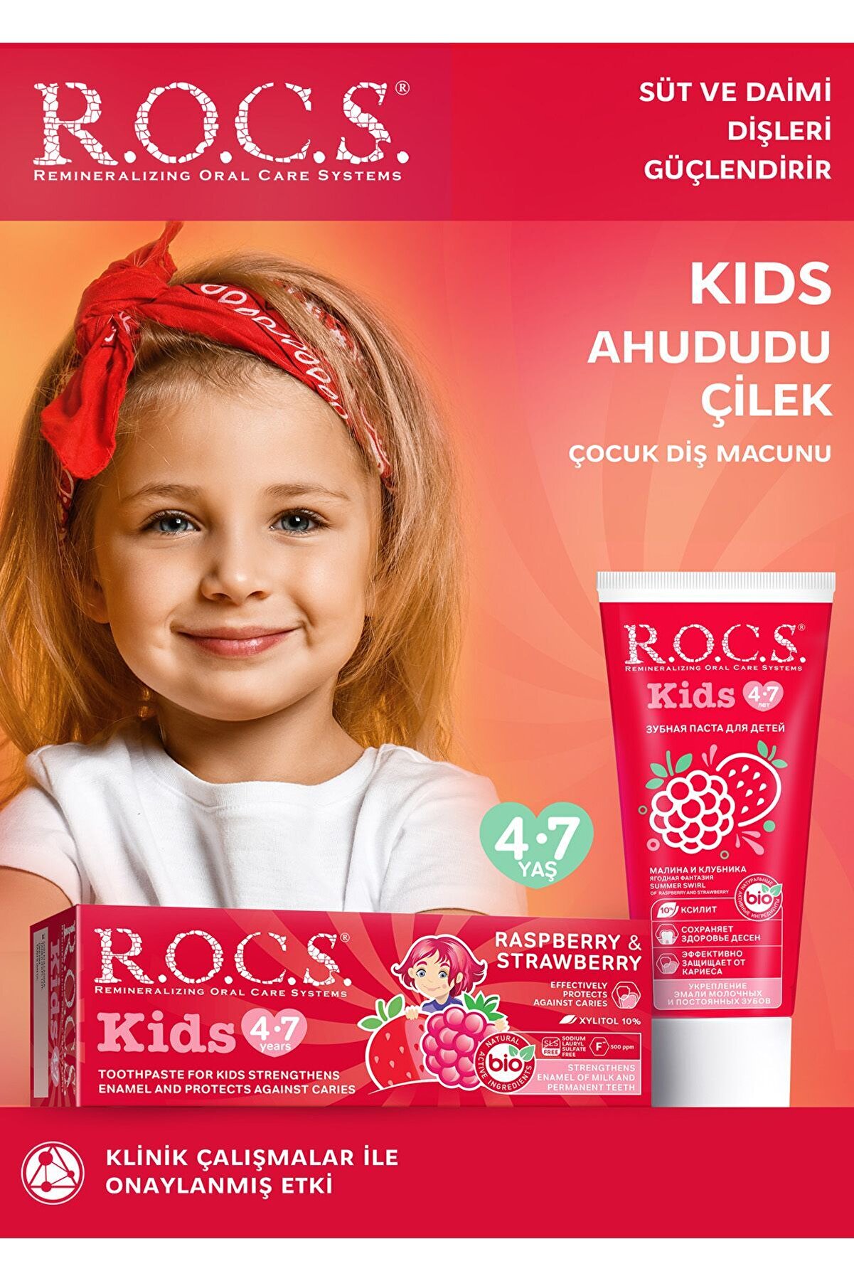 Rocs Kids Yaz Esintisi Ahududu& Çilek Diş Macunu 45g 4-7 Yaş 4607034470517