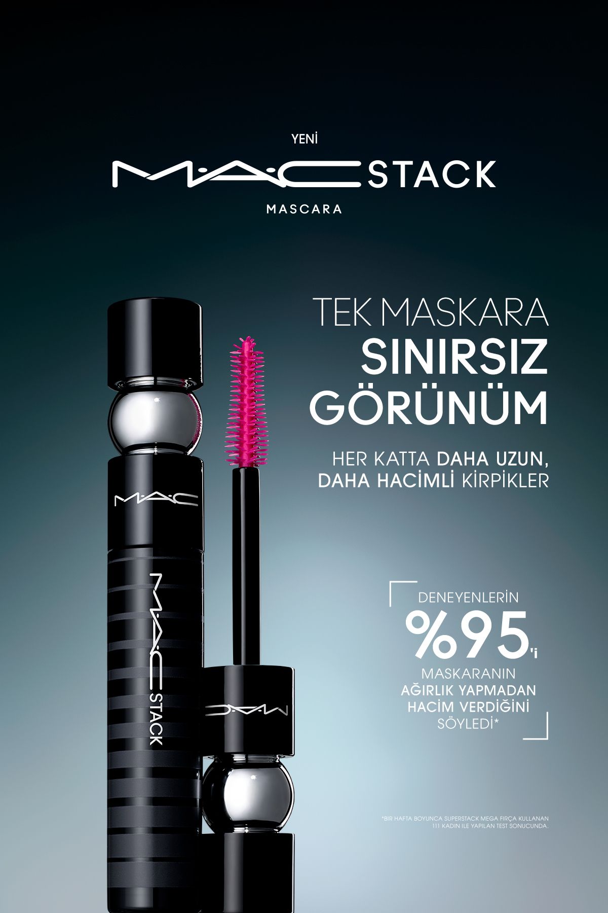 Macstack Siyah Maskara Mega Fırça 12ml - Kıvırma, Uzunluk ve Hacim Etkili Maskara