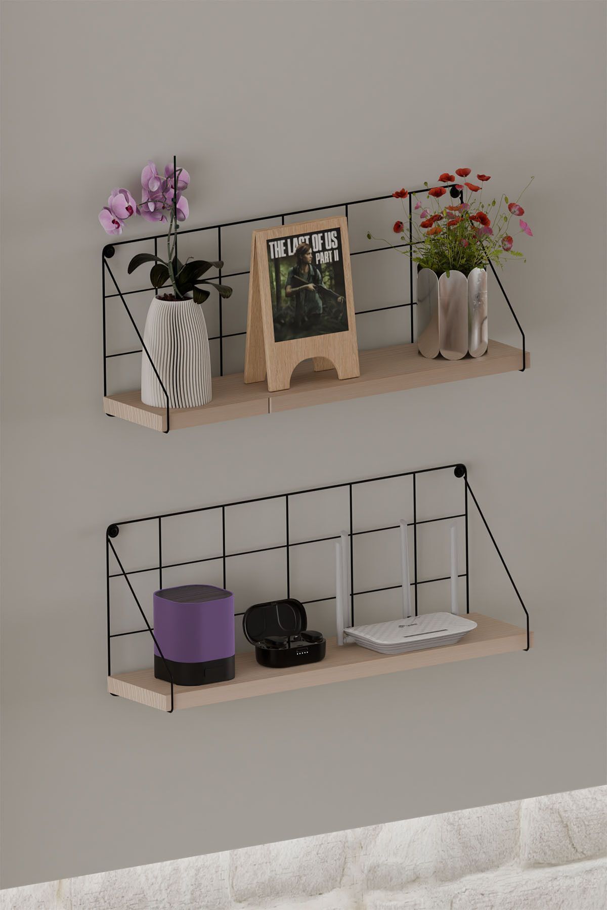 Minimalist Tasarım Metal Askılı Ahşap Raf - Tekli Model, Şıklık Ve Fonksiyonellik Bir Arada