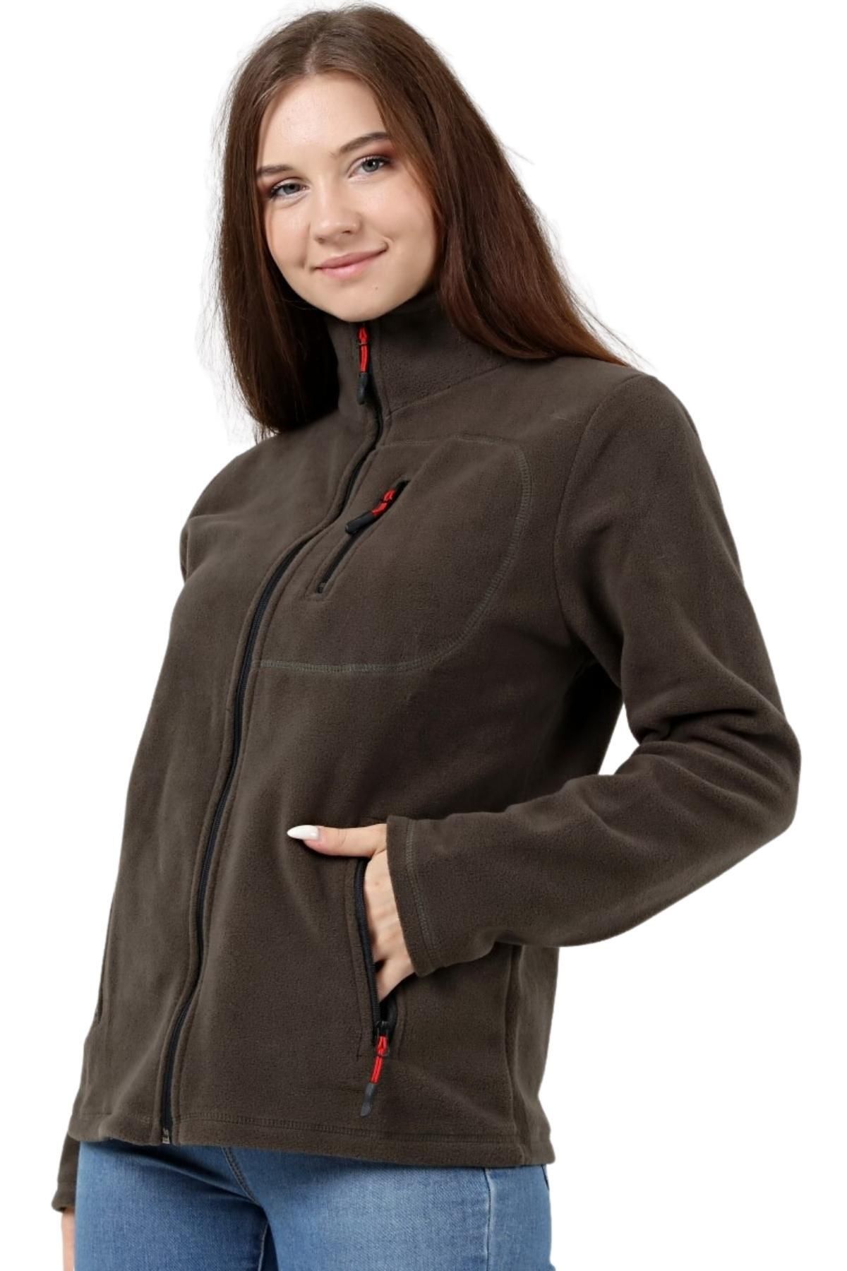 Store Kadın Polar Tam Fermuarlı Outdoor 3 Cepli Spor Polar Ceket
