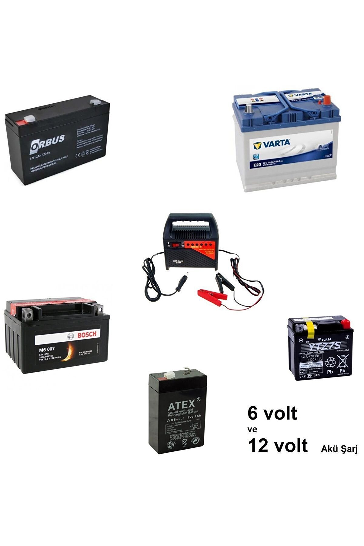 Araç aküsü ups aküsü güç Kaynağı Aküsü Tekne Akülü araba Şarj Cihazı 6volt 12 volt 6 amper