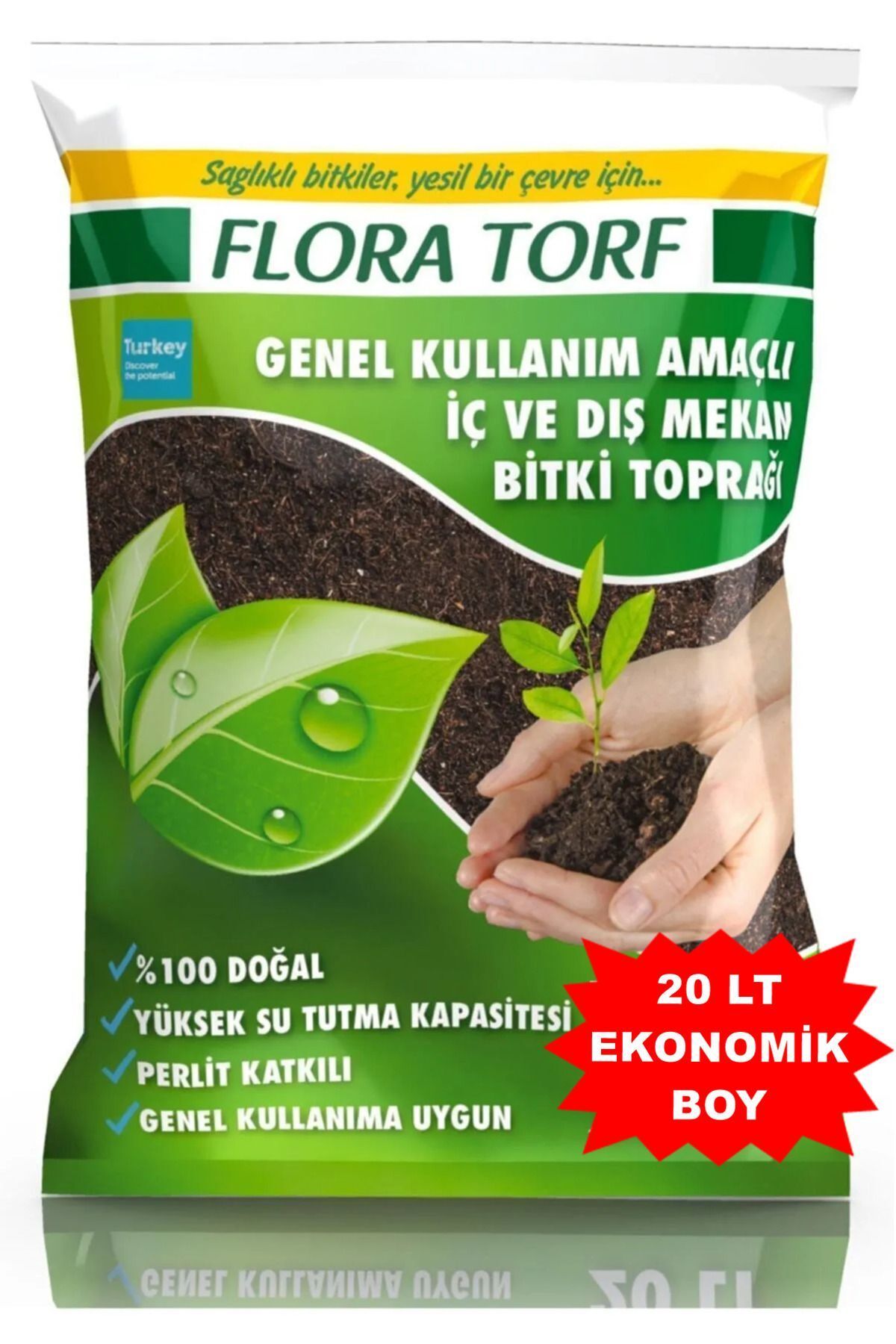 Flora Torf 20 Lt Özel Karışımlı Perlit Katkılı Iç Dış Mekan Bitki Yetiştirme Toprağı