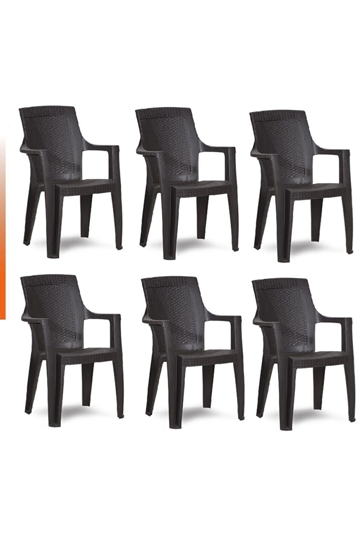 6 Adet Gold Balkon Bahçe Plastik Kamp Sandalyesi (acı Kahve) Xömbx98