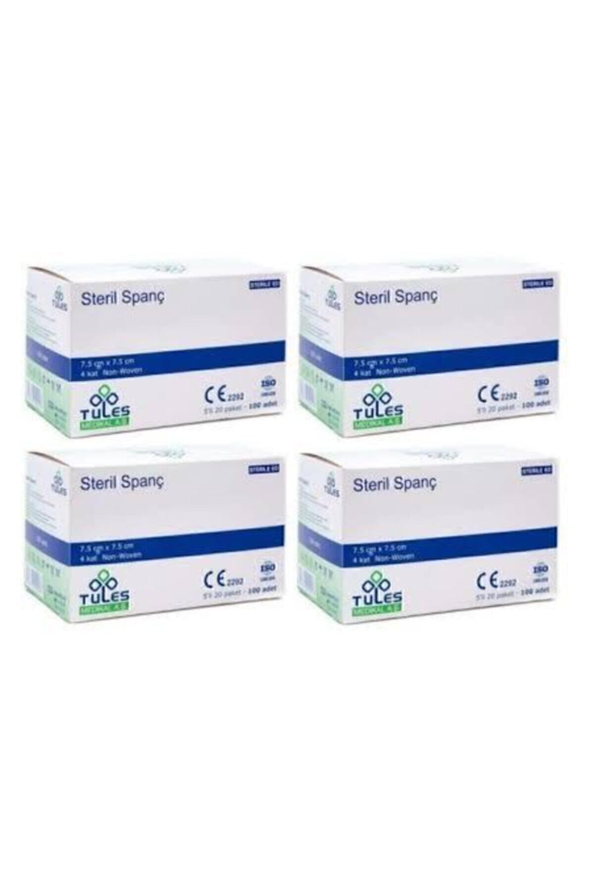 Tules Steril Spanç 100lü 7.5cmx7.5cm Gazlı Bez 4 Kutu