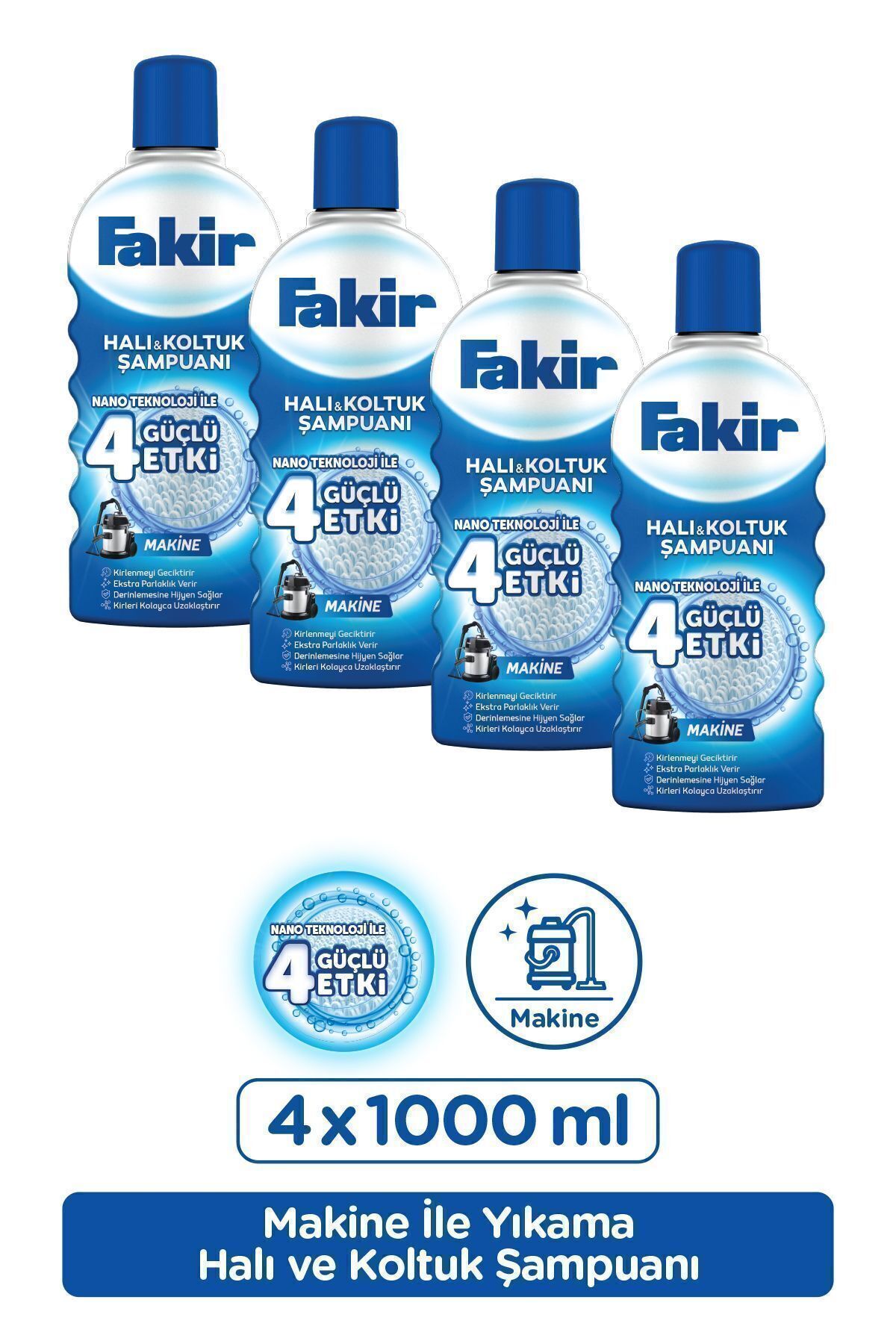 Makine Klasik Nano Halı Ve Koltuk Şampuanı 1000 ml X 4 Adet