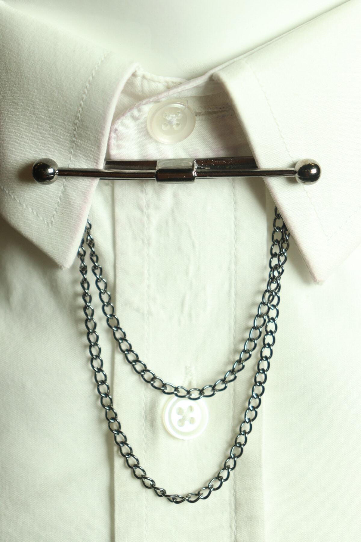 Klipsli Tüm Gömleklere Uyumlu Yaka Iğnesi Dark Silver Krv-4k120652