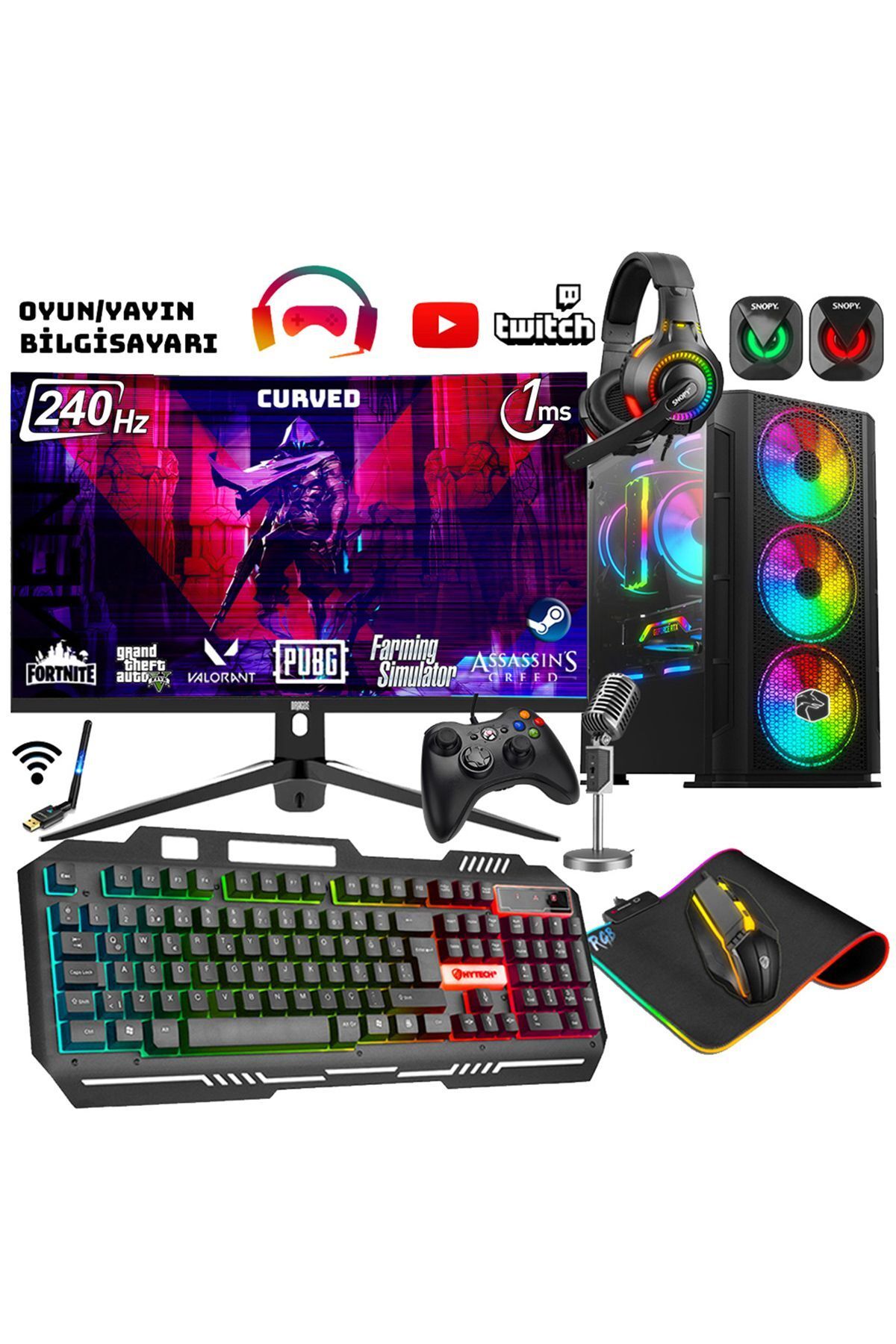 Damage X40 Ryzen 7 5700X 32GB RAM 1TB M.2 Nvme SSD Rtx4060 8GB 27" 240Hz Oyuncu Masaüstü Bilgisayar
