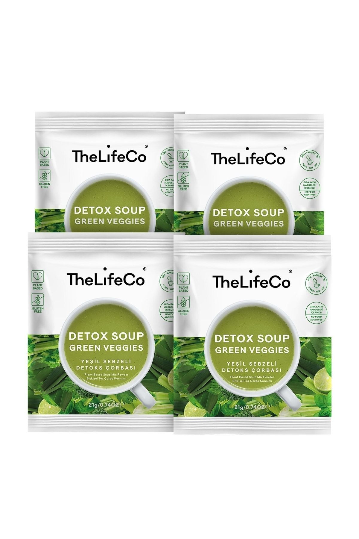 Katkısız Yeşil Sebzeli Detoks Çorbası Karışımı 21 G X 4 Adet (DÜŞÜK KALORİLİ, GLÜTENSİZ, VEGAN)