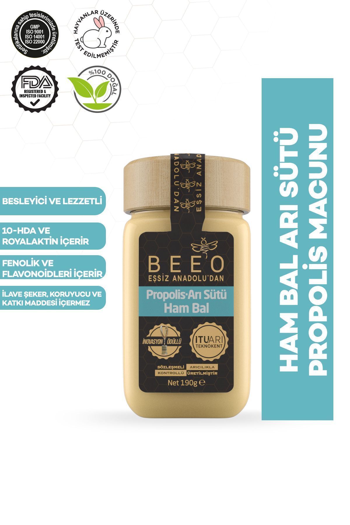 Arı Sütlü, Ham Ballı, Propolis Macunu 190 gr (YETİŞKİN)