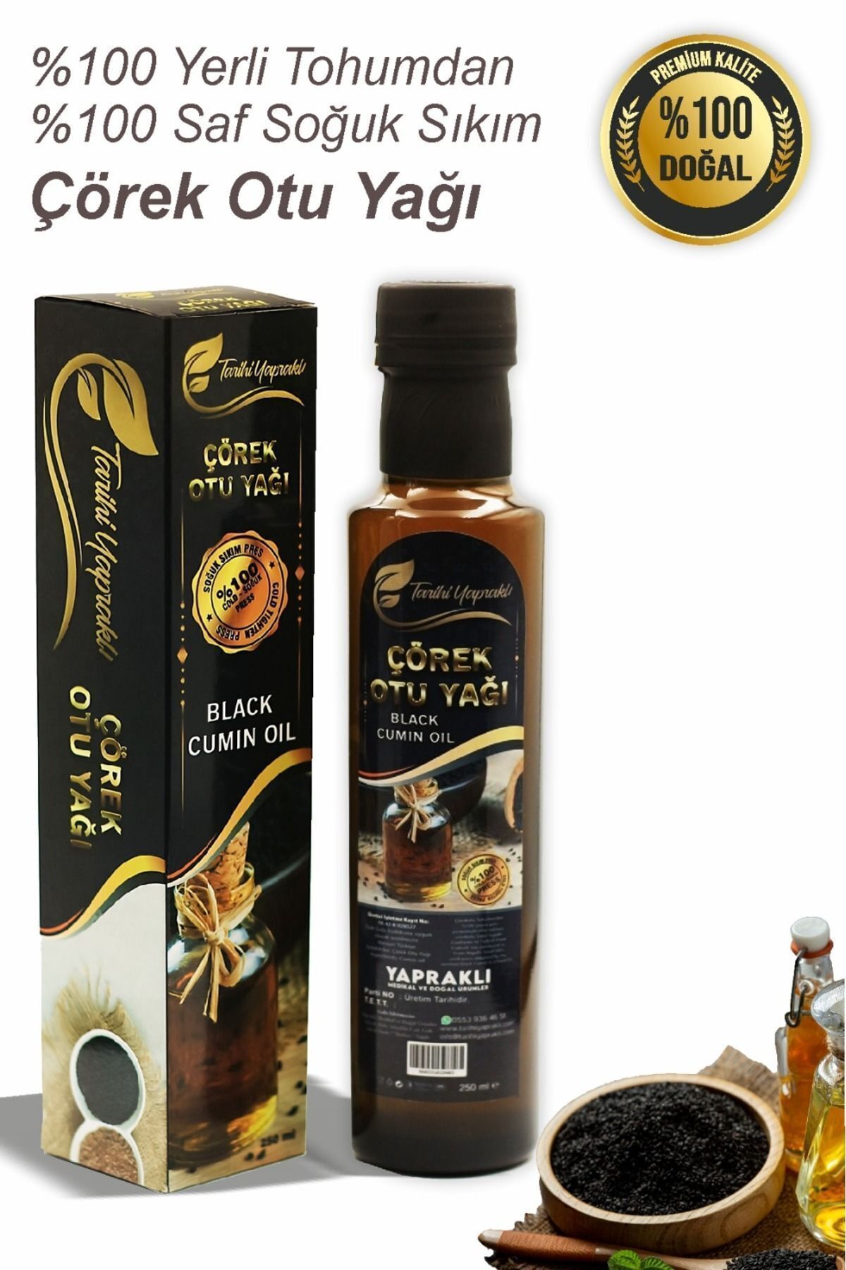 Soğuk Sıkım Çörekotu ( Çörek Otu) Yağı 250 ml %100 Saf % 100 Yerli Tohum