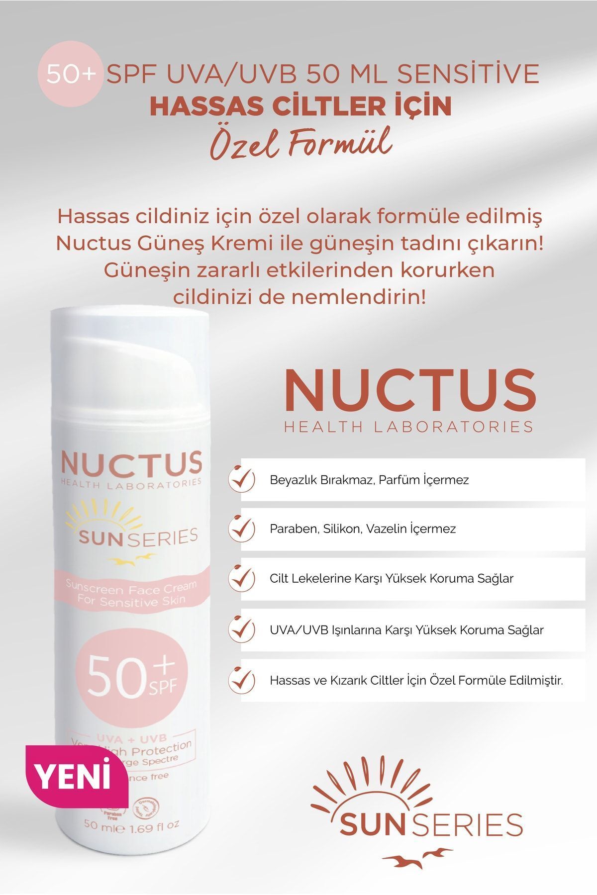 Güneş Koruyucu Krem 50 Ml Hassas Ciltler Için