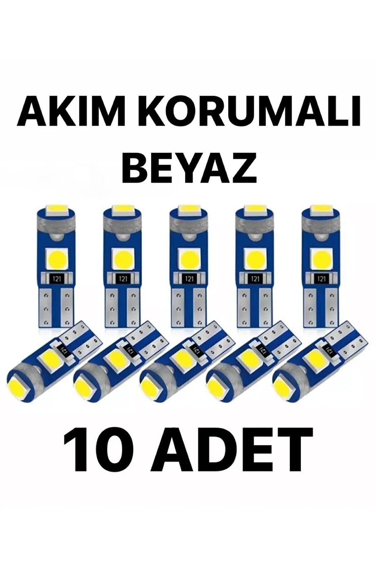 Oto T5 Led (10 Adet) Uyumlu Beyaz Oto Kilometre Kadran Ambians Aydınlatma