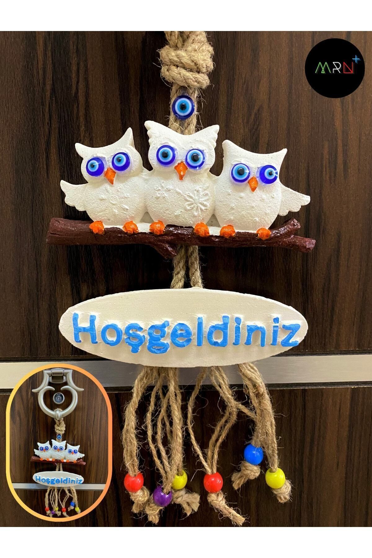 White Garden Beyaz Baykuş Kapı Süsü, Dekoratif Süs, Hoşgeldiniz