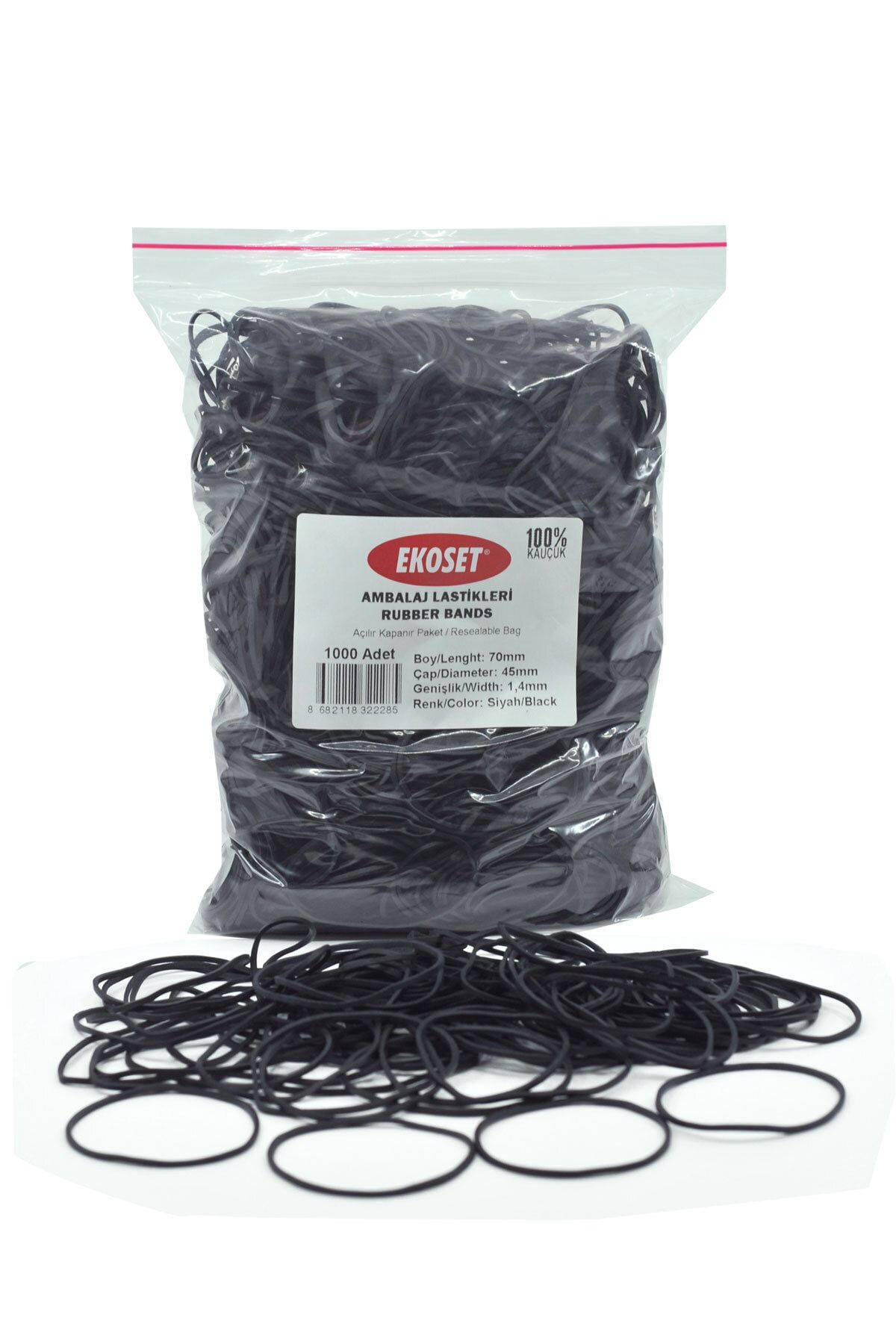 Siyah Paket Ambalaj Toka Para Lastiği 1000 Adet 70mm