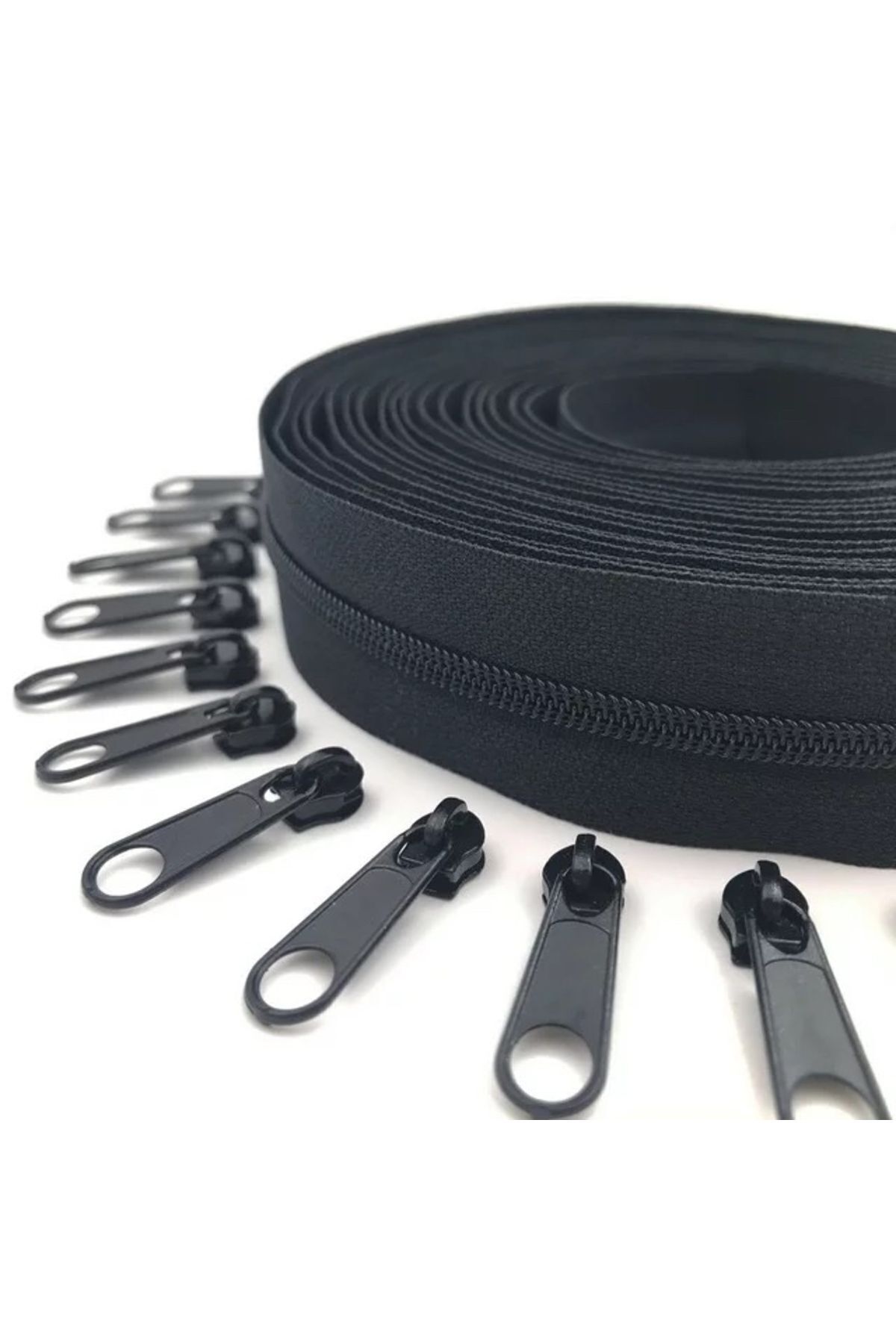 Fermiks 50 Metre Siyah T5 Fermuar Ve 100 Adet Siyah Başlık