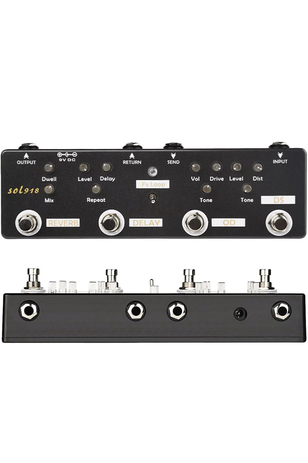 QuadraFX SL-918 Analog Gitar Efekt Pedalı (Reverb, Delay, FX Loop, Overdrive ve Distortion)