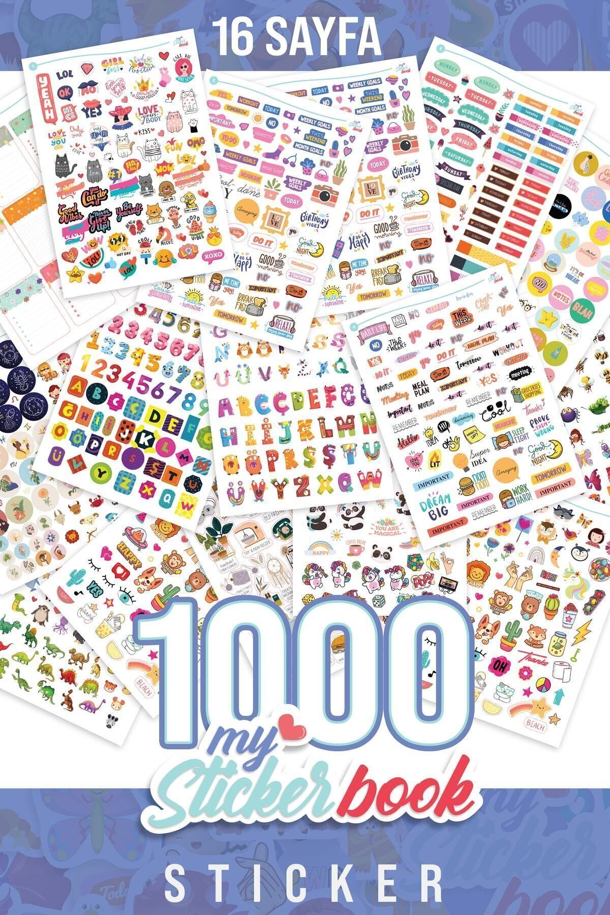 My Sticker Book , Etiket Kitabı , 1000 Adet Sticker , 16 Sayfa ( A5 Boyut)