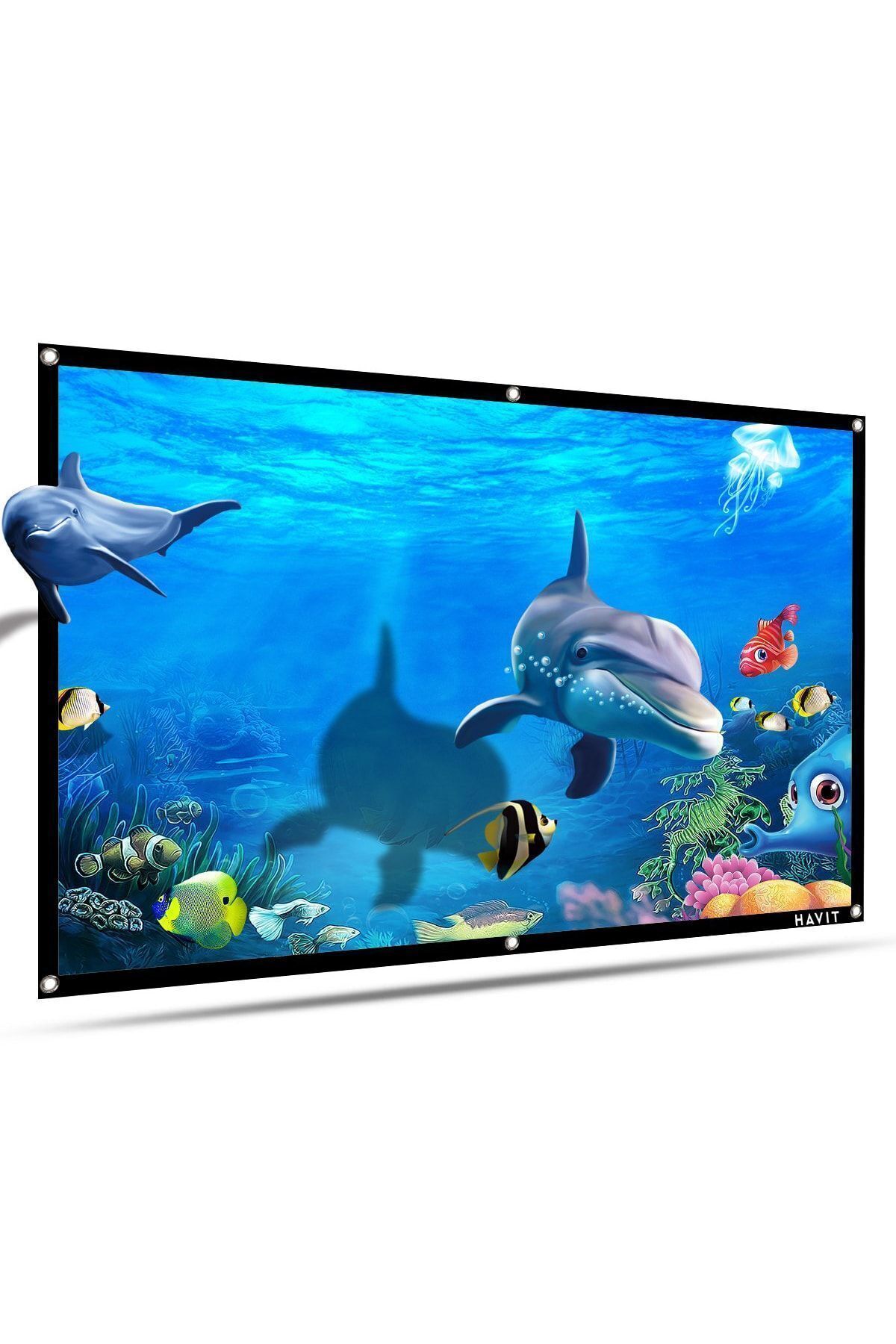 Pa301 100 Inç Siyah Çerçeveli Duvar Tipi Projeksiyon Perdesi