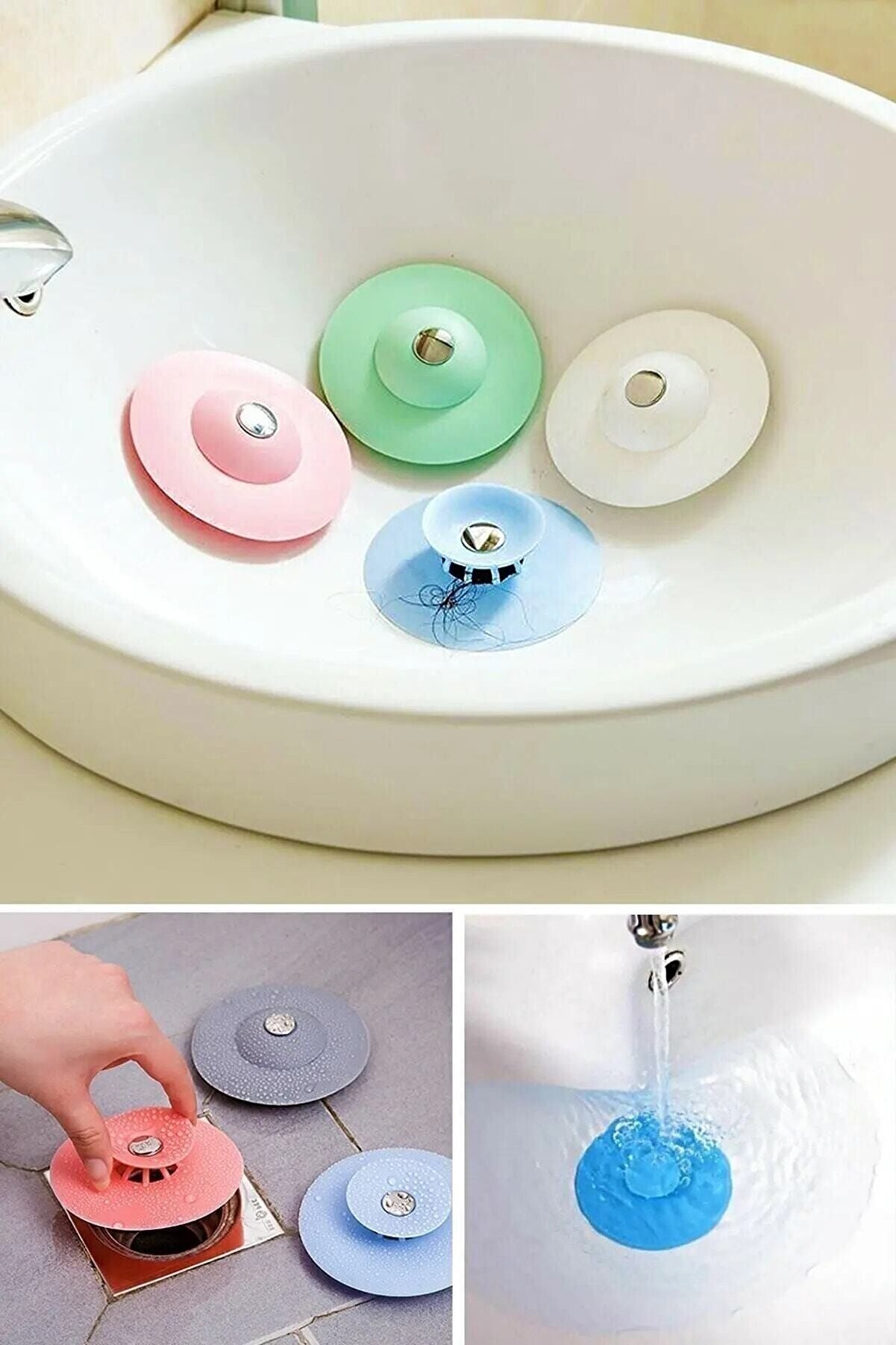 2 Kademeli Dokunmatik Lavabo Tıkacı Silikon Lavabo Gider Tıpası