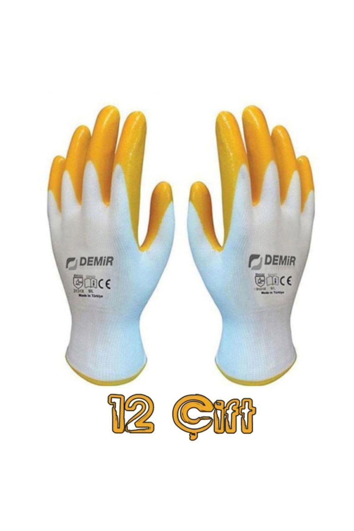 Safety Sarı Nitril Inşaat Tarım Montaj Iş Eldiveni 12 Çift No:10