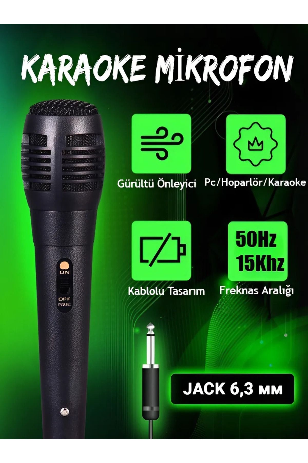 6.5mm Kablolu Dinamik Mikrofon Karaoke Hoparlörü Profesyonel Pc Müzik Kayıt Şarkı İçin El Mikrofonu
