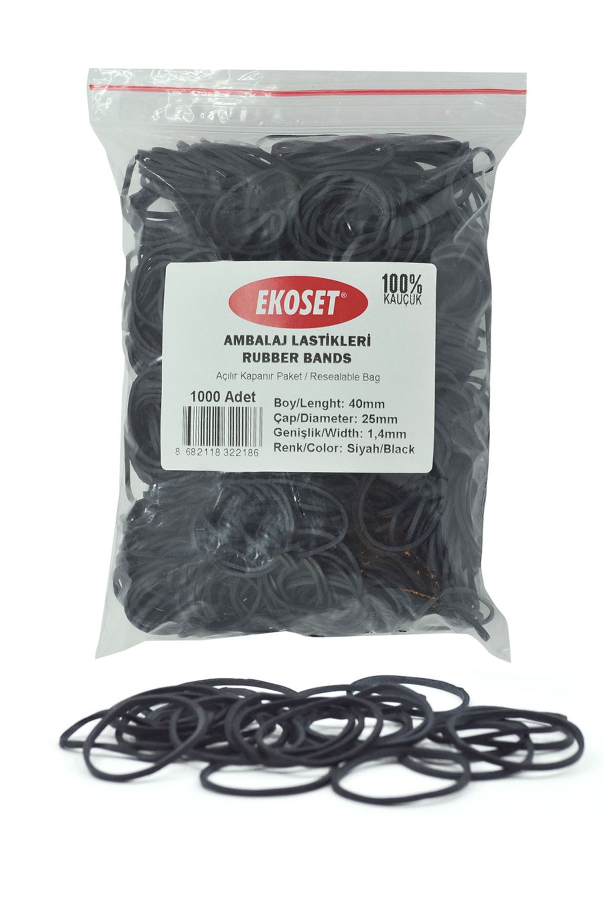 Siyah Paket Ambalaj Toka Para Lastiği 1000 Adet 40mm