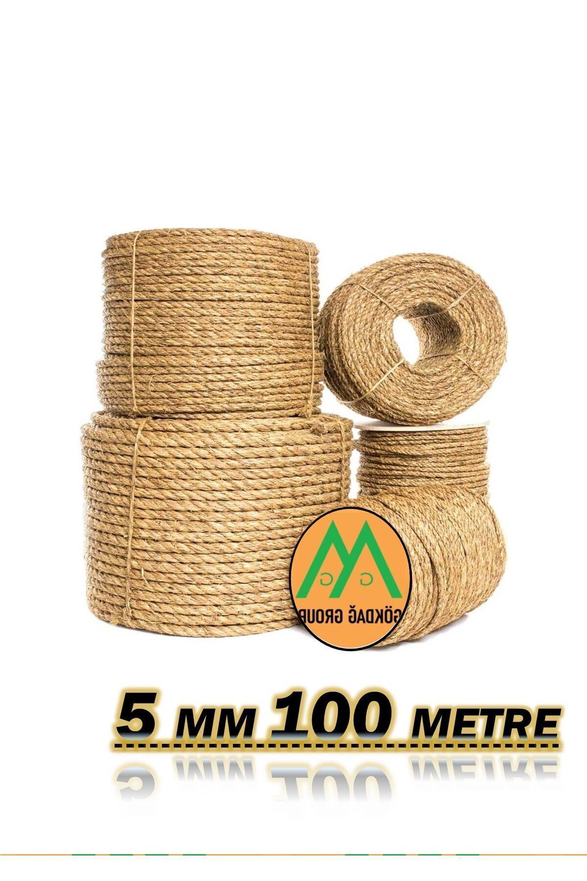 Tam Kesit 100 Metre Jüt Ip Kendir Halat 5 Mm Jut Halat-HasırIp-Kendir Ip-Salıncak Ipi 5 MM 100 METRE