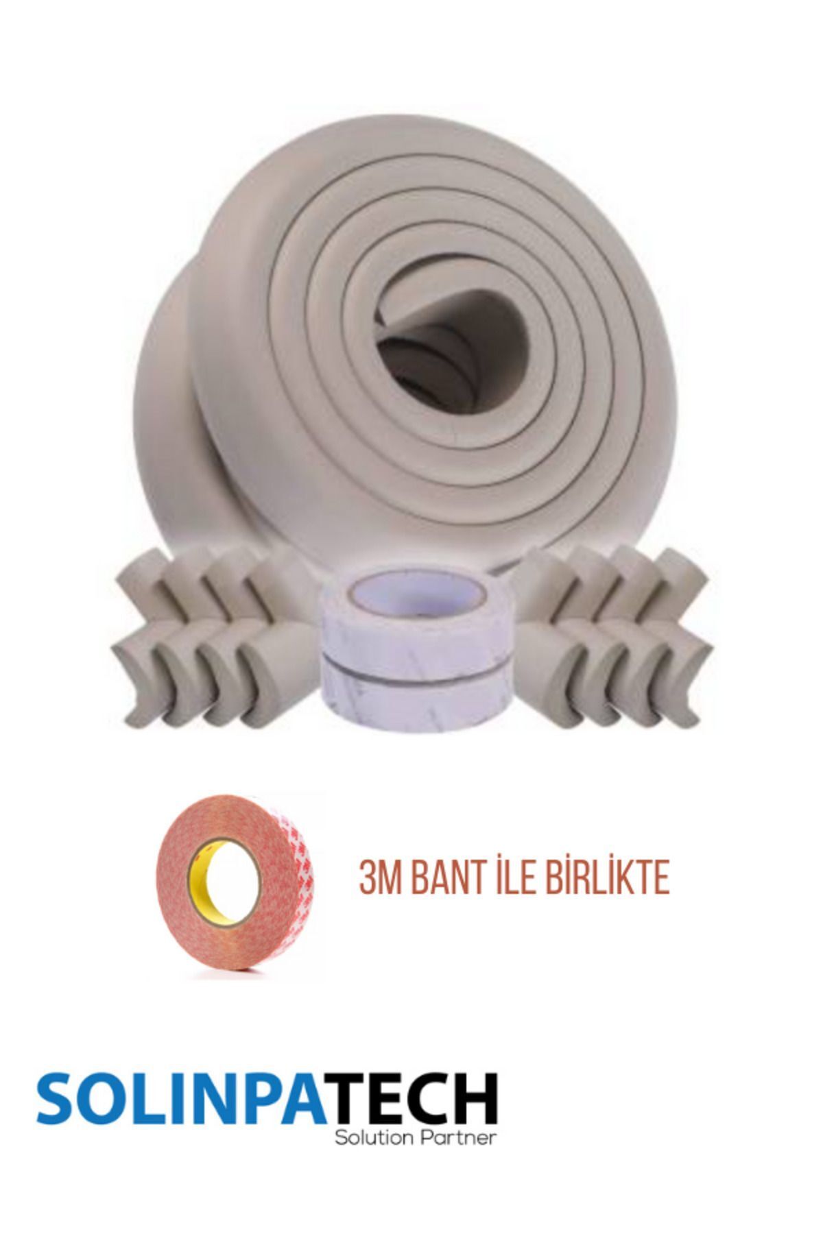 Krem Kalın Kauçuk 2mt Bebek Çocuk Masa Sehpa Kenar Ve 4 Adet Köşe Darbe Koruma (3M BANT DAHİL)