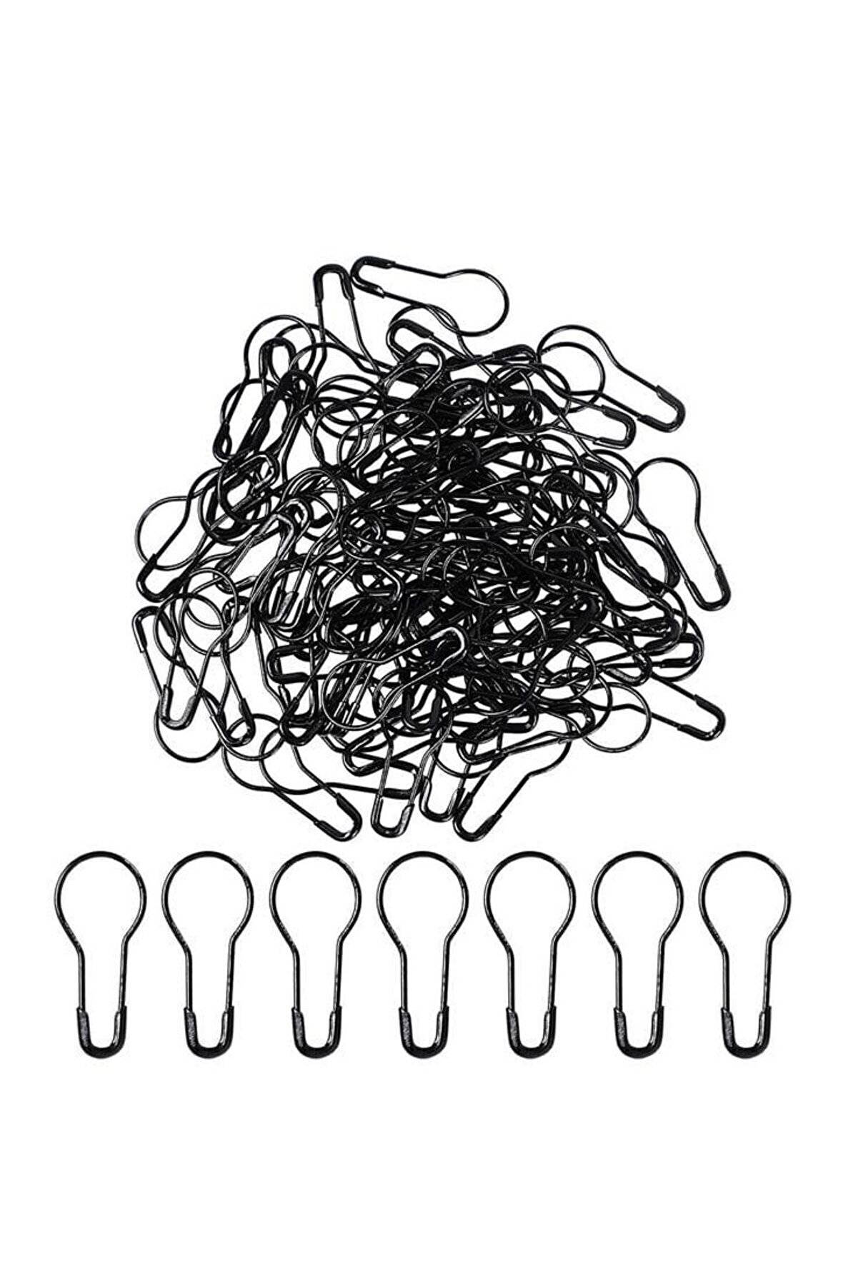 100 Adet Siyah Çengelli Iğne Ampul Armut Etiket İğnesi 2 Cm Çatal İğne.