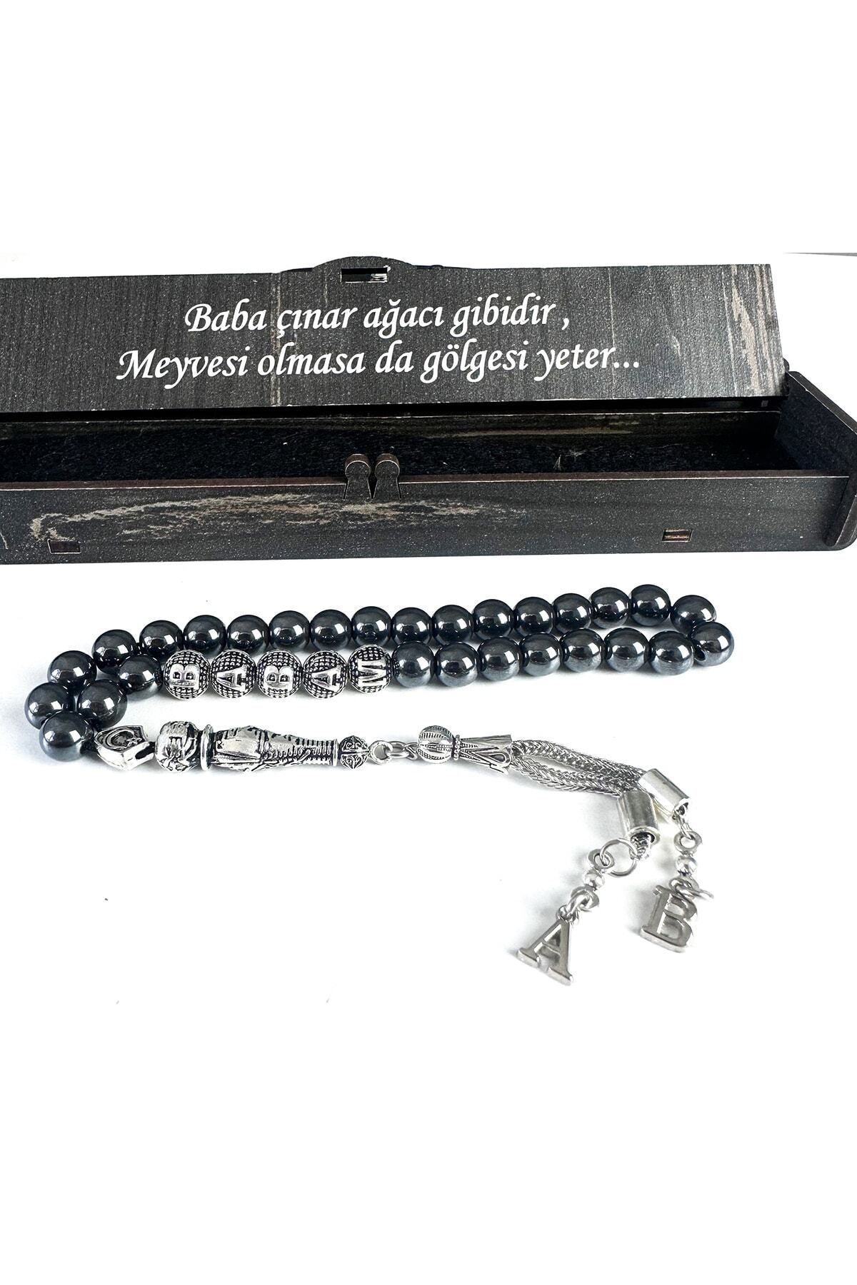 Sertifikalı İsimli Harfli Kutulu Hematit Doğal Taş Tesbih Soru & Cevap Alanından Isim Belirtiniz