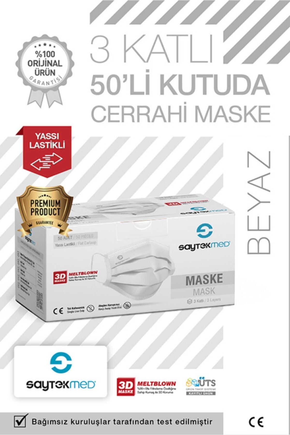 Meltblown Filtreli, 3 Katlı Yassı Ipli Beyaz Maske (1 KUTU/50 ADET)