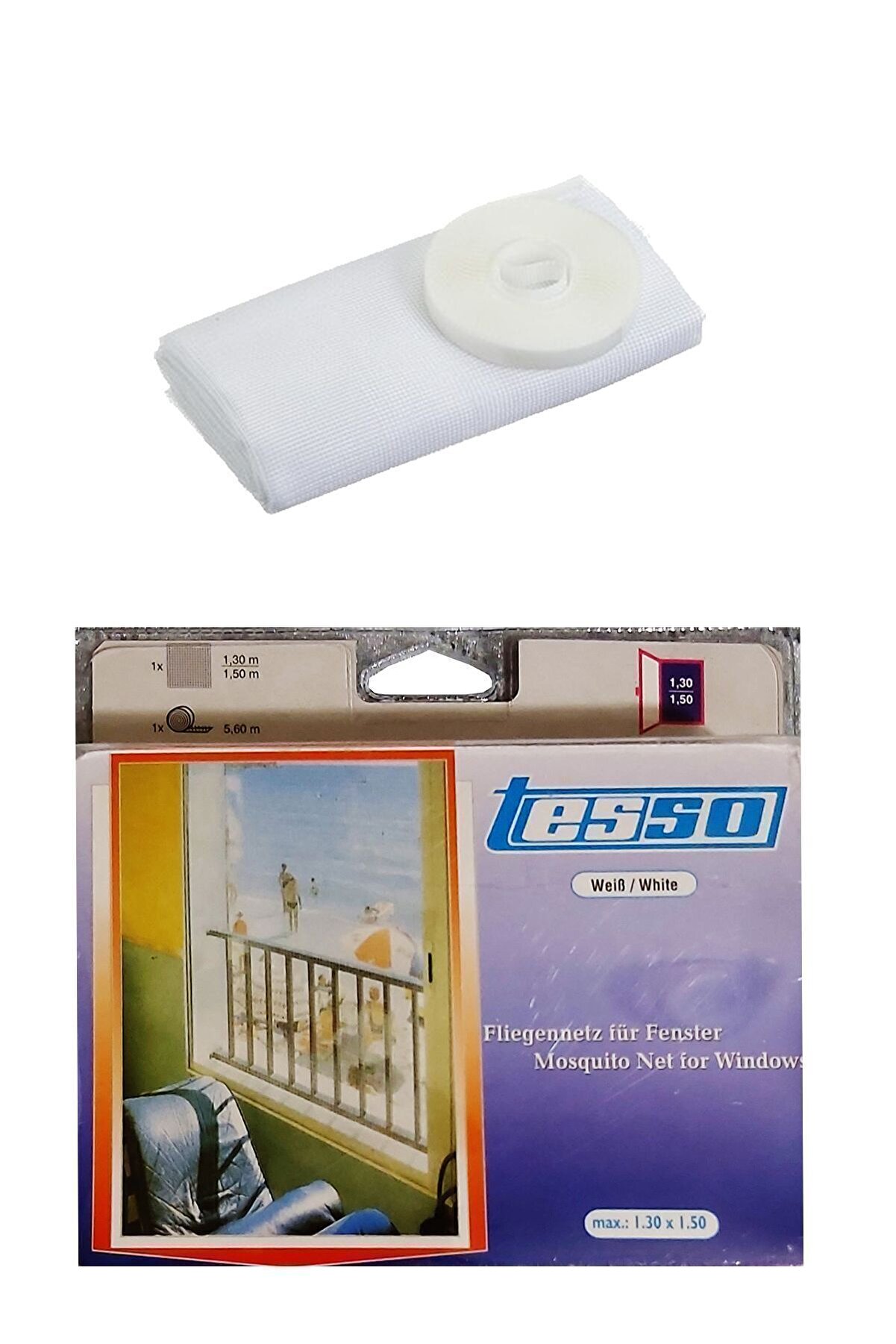 Tesso 150*130 Cm Beyaz 2 Hazır Pencere Sinekliği 5,60 Mt Cırt Bantlı