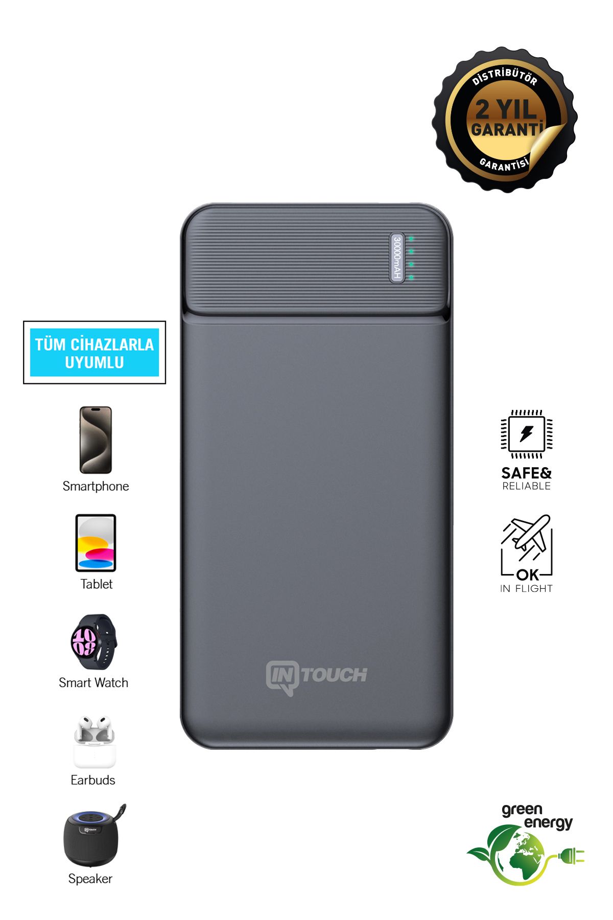 10.000 Mah Max-ın Slim Powerbank, Siyah Taşınabilir Şarj Cihazı Typec