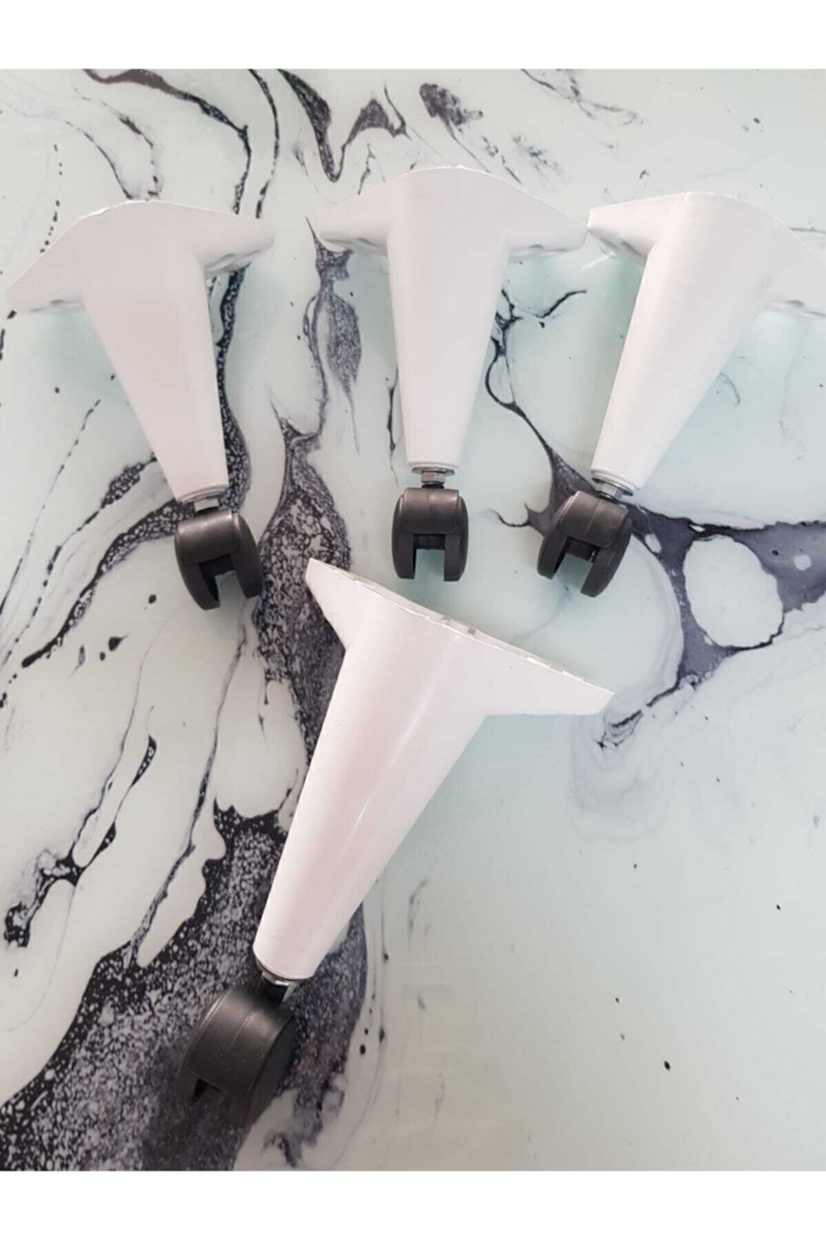 Tekerlekli Sehpa Masa Ayağı,akıllı Sehpa Ayağı, Sihirli Sehpa Ayağı Beyaz 4 Adet 360 Derece 20 Cm