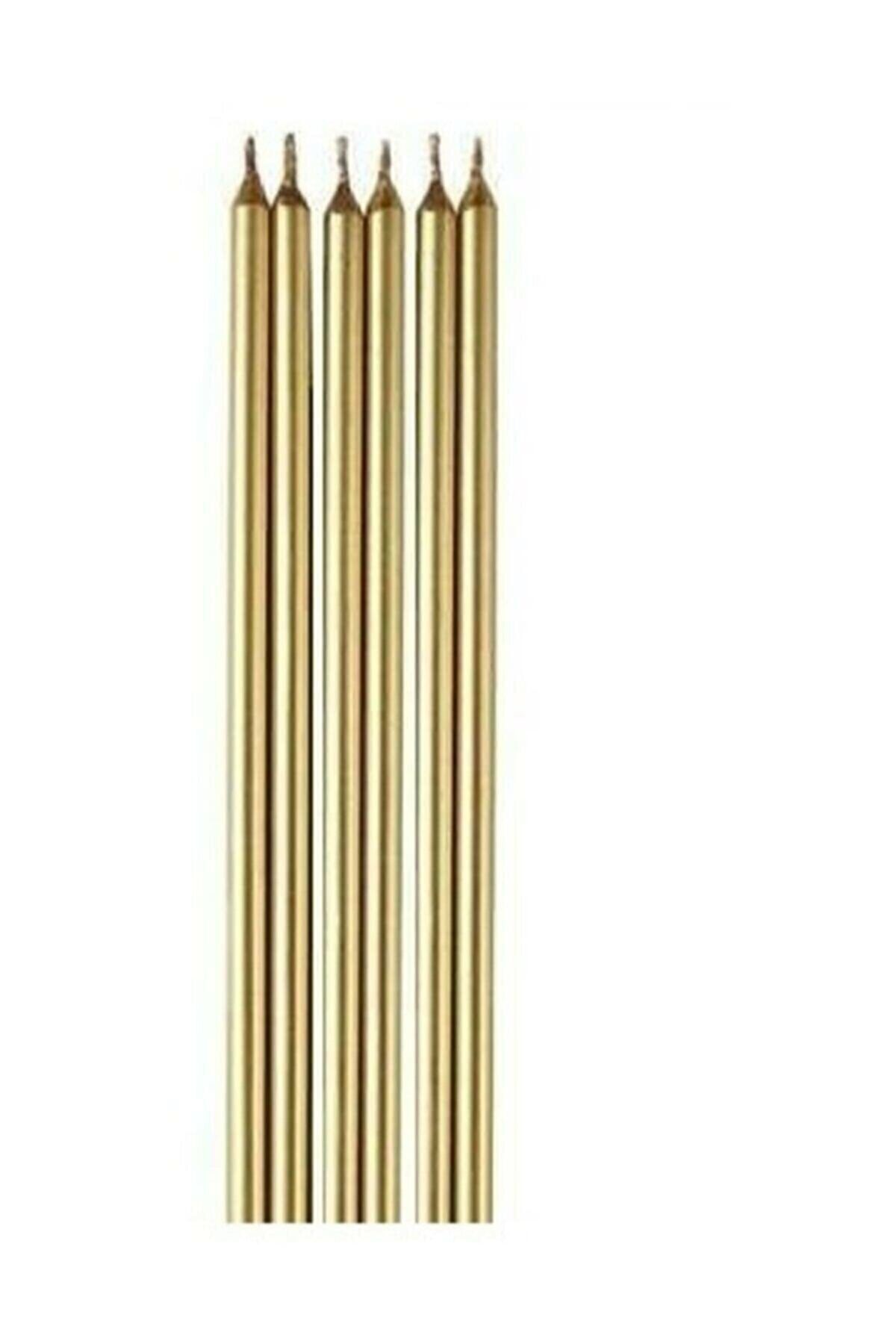 Altın Çubuk Mum 14 Cm 6'lı Mum Parti Mumu Parti Süsü