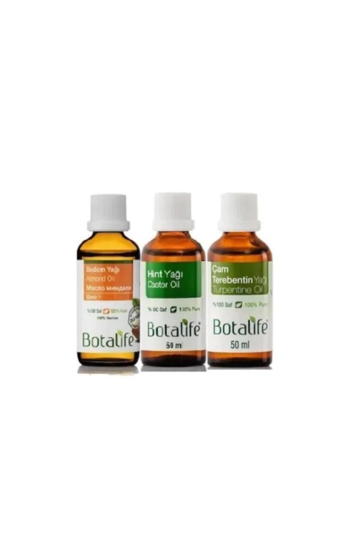 Badem Yağı Çam Terebentin Yağı Hint Yağı 50 ml 3 Lü Set