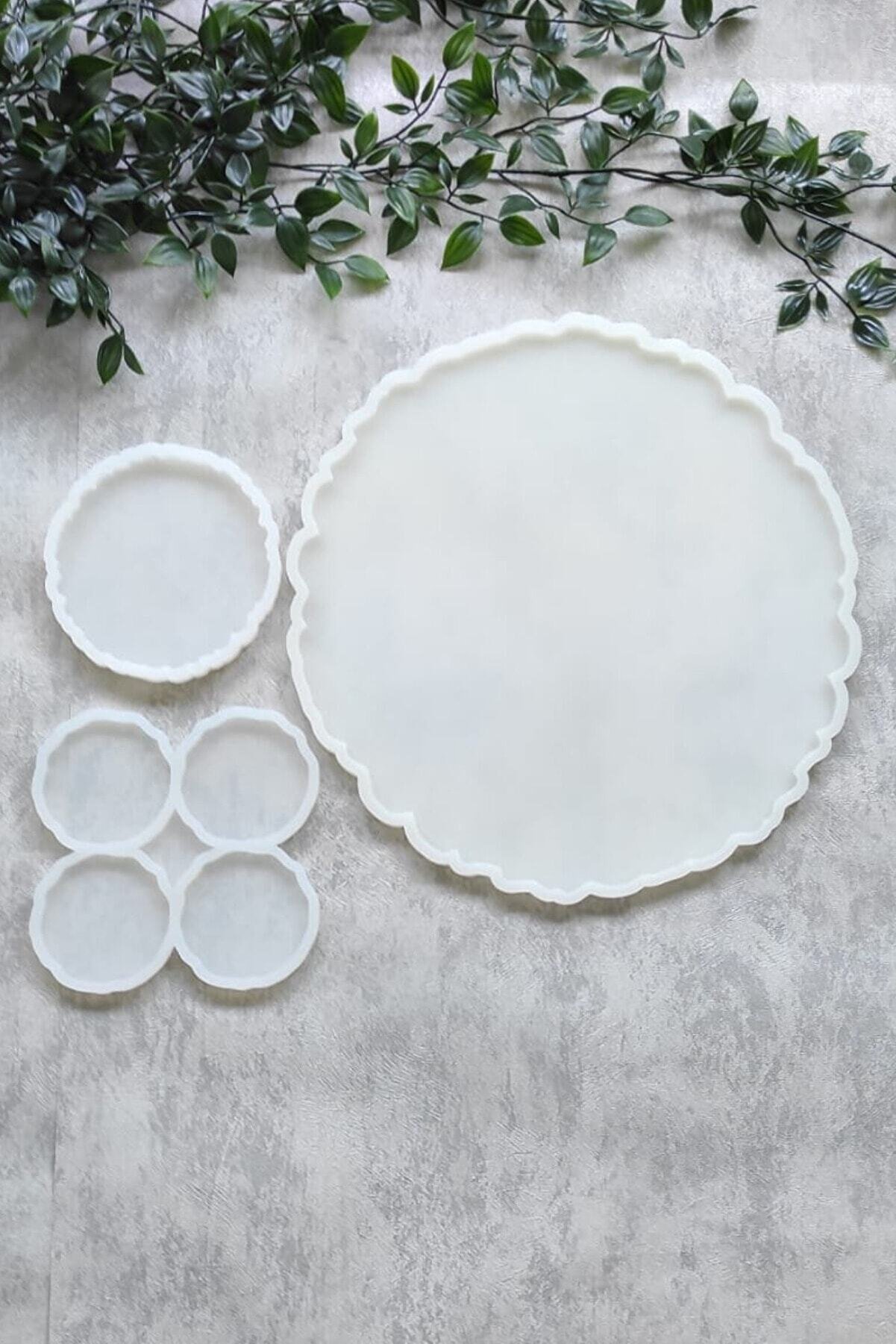 Epoksi Silikon Kalıbı Dalgalı Yuvarlak Tepsi Bardak Altlığı Magnet Seti Reçine Epoksi Silikon Kalıp