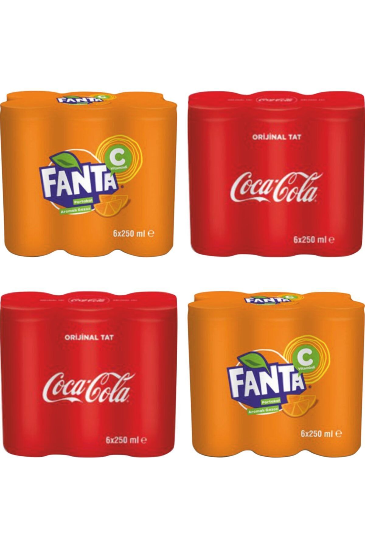 Coca Cola Teneke Kutu Karma 12x250 Ml Klasik Tat + 12x250 Ml Fanta