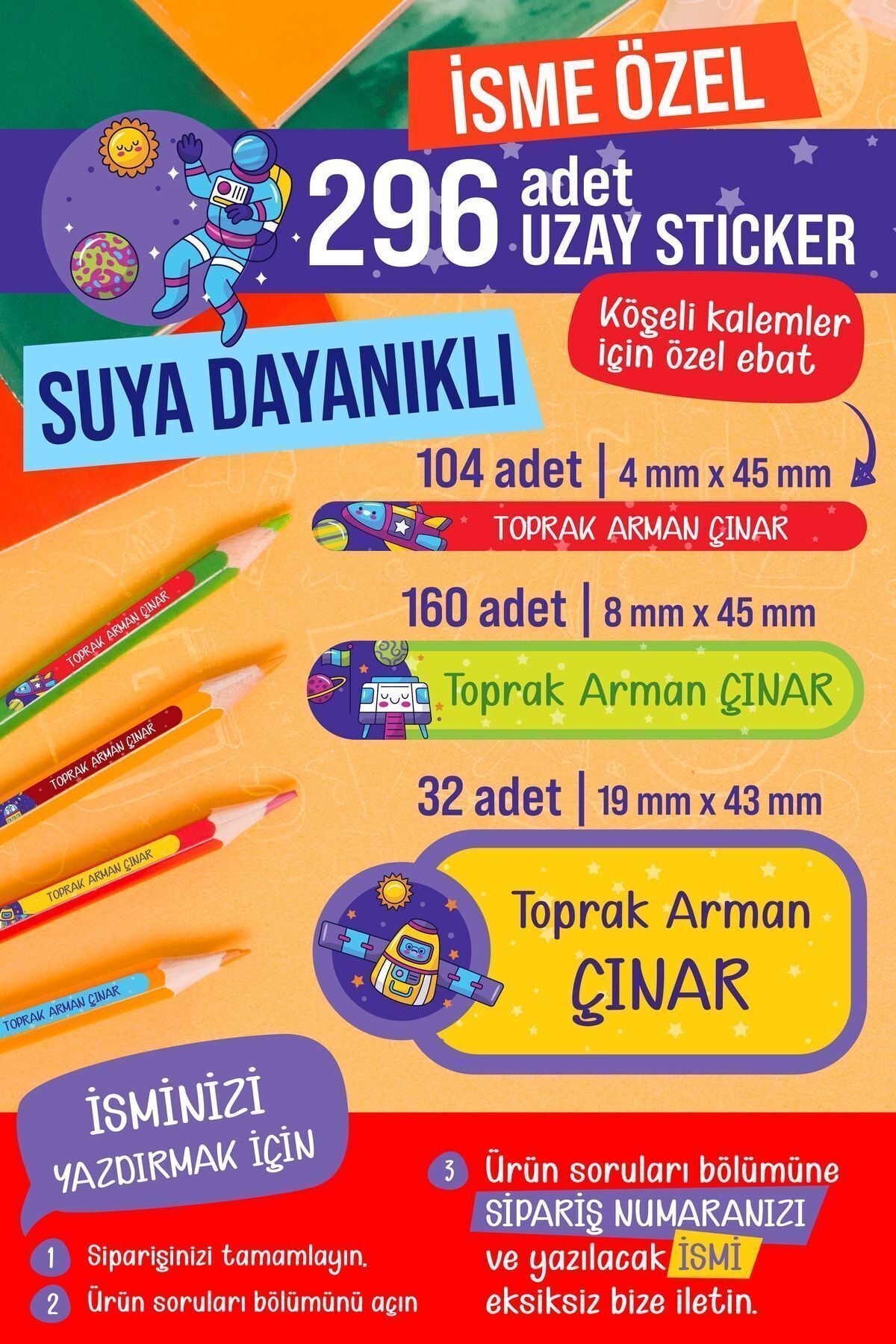 296 ADET Okul Etiketi Kalem Etiketi Defter Etiketi Kitap Etiketi Kişiye Özel İsim Yazılabilen Etiket