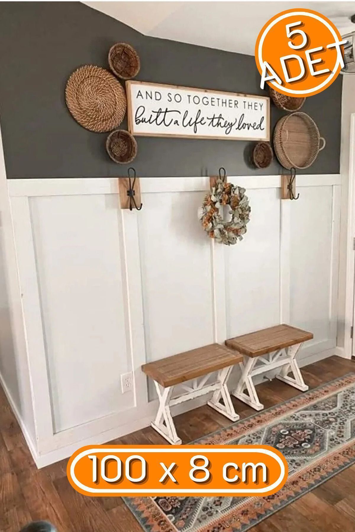 Iskandinav Duvar Çıtası 1 Paket(5 Adet) 100×8 cm