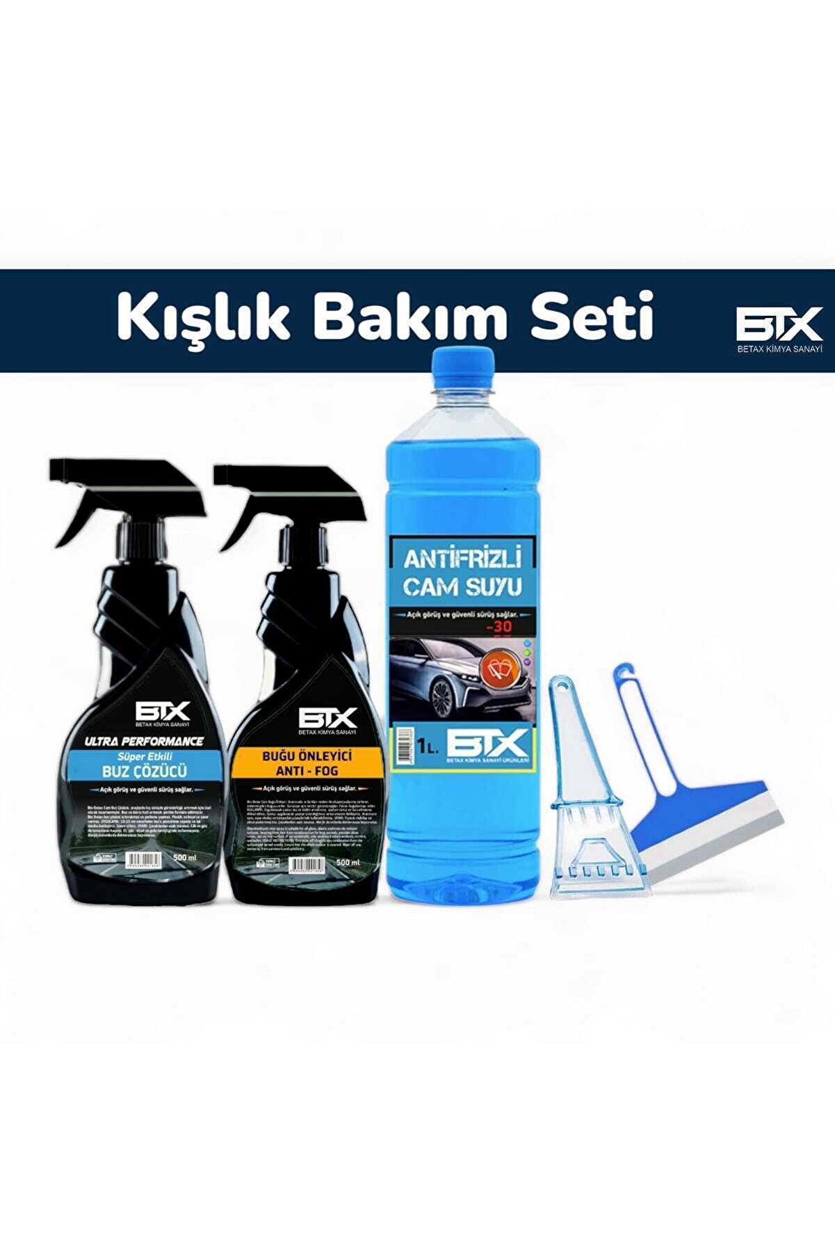 5'li Kışlık Araç Bakım Seti Cam Suyu 1lt & U.p. Blue Buz Çözücü & Buğu Önleyici Sprey 500 ml