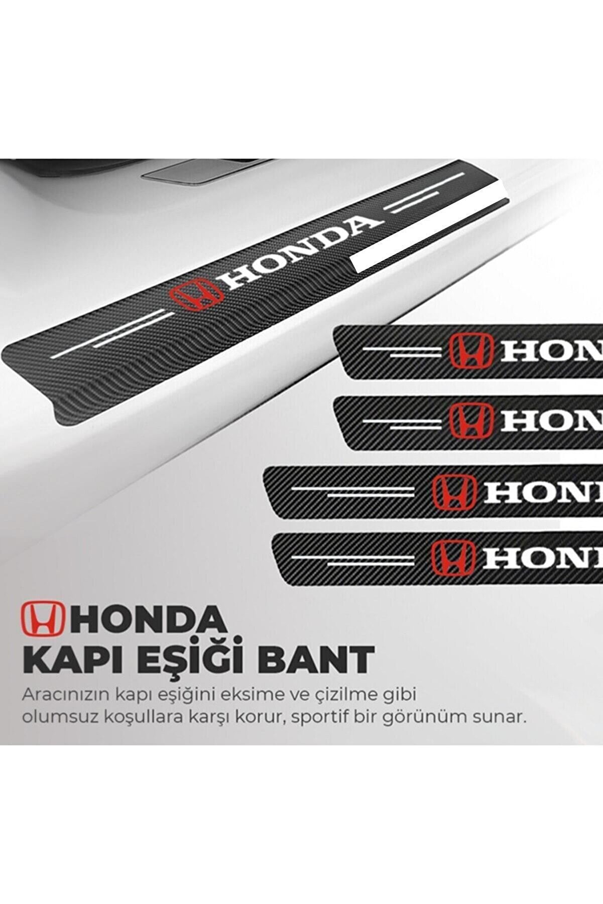 Honda Logolu Karbon Kapı Eşiği Koruyucu Bant Folyo 4'lü Set
