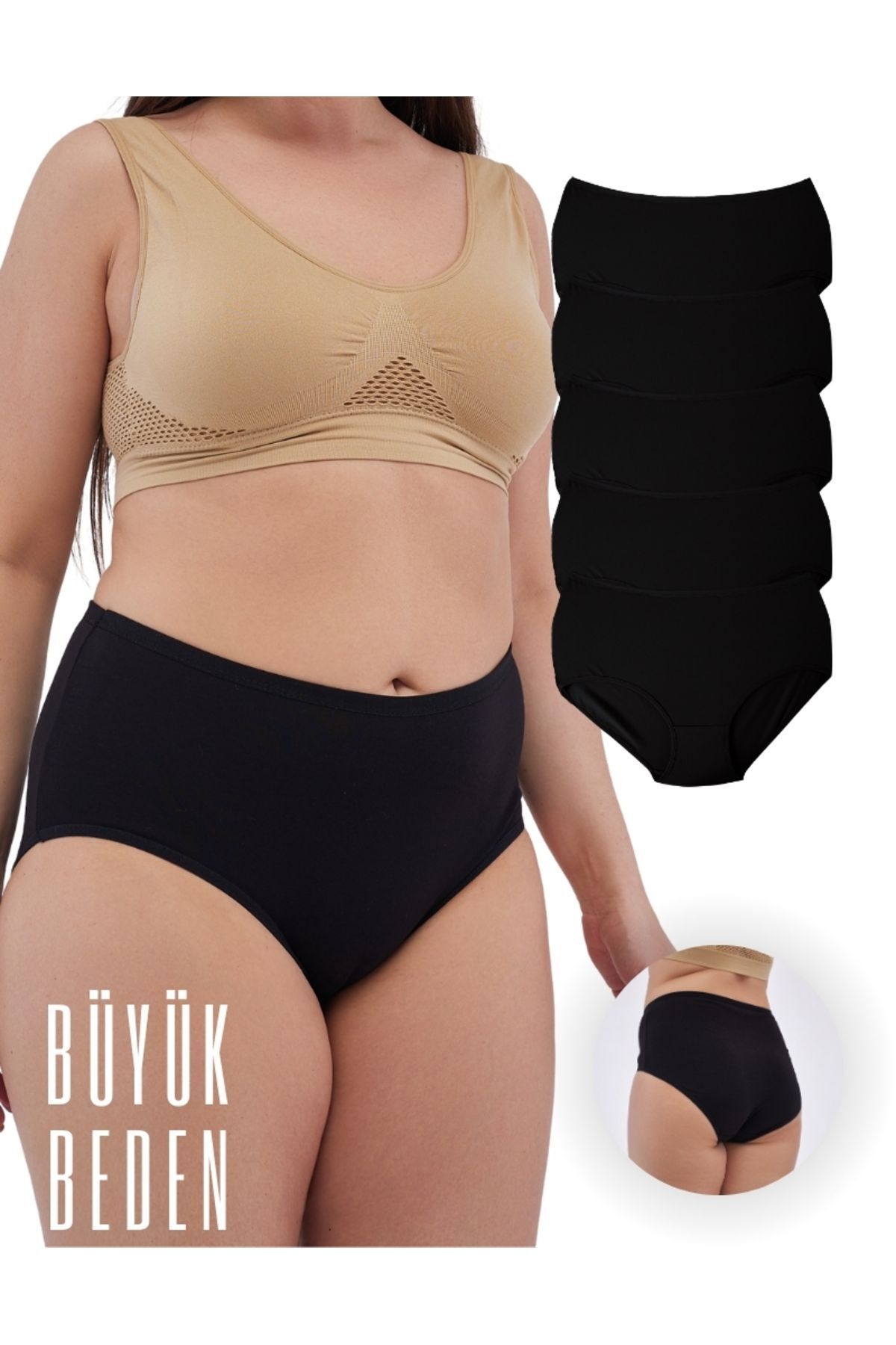 Kadın Extra Battal Külot - 5 Adet Siyah (8XL, 9XL, 10XL)
