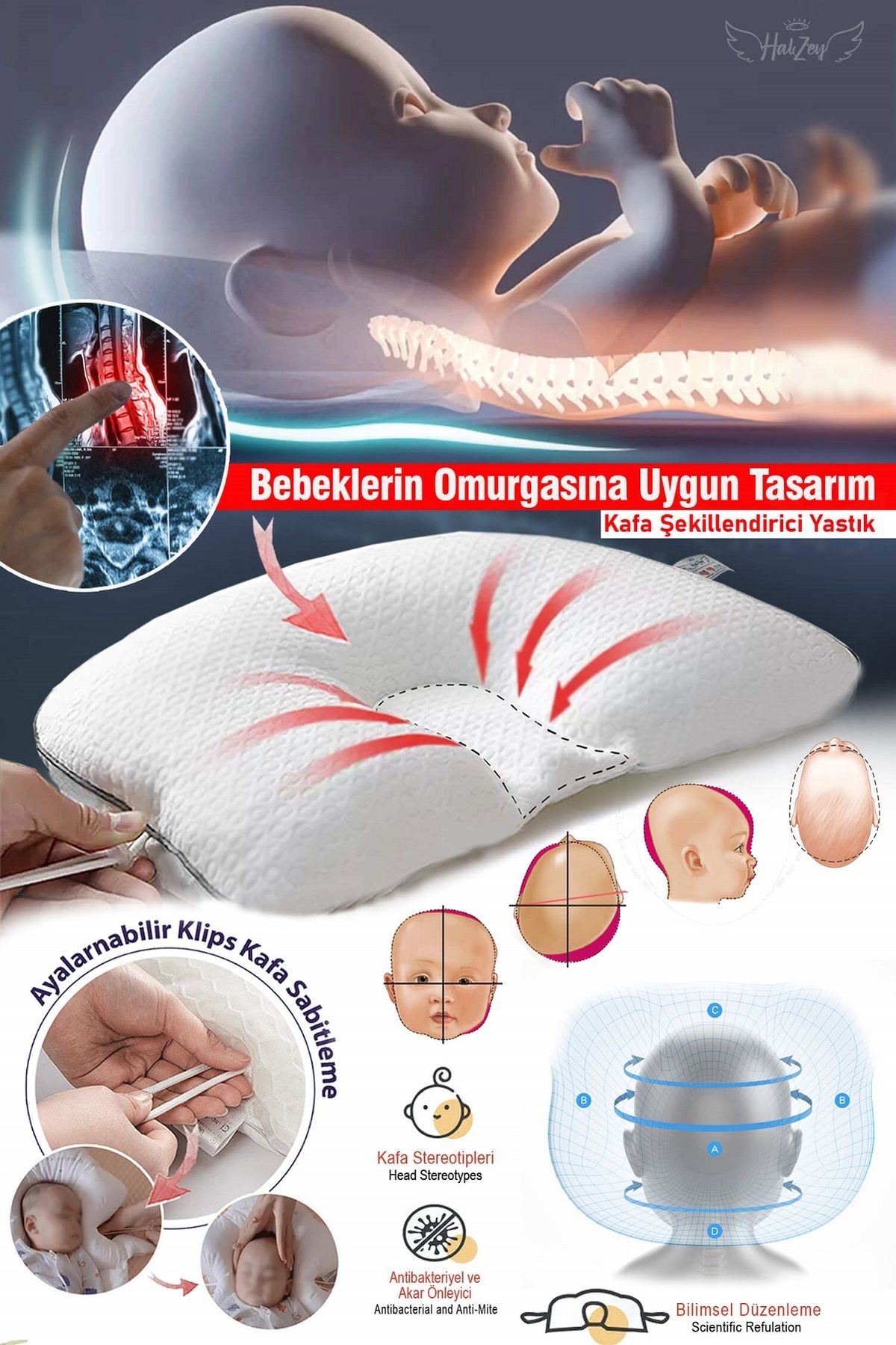 Bebek Yastığı, Düz Kafa Yastığı, Bebek kafa Yastığı, Ayarlanabilir Düz Kafa Sendromu Önlem Yastığı