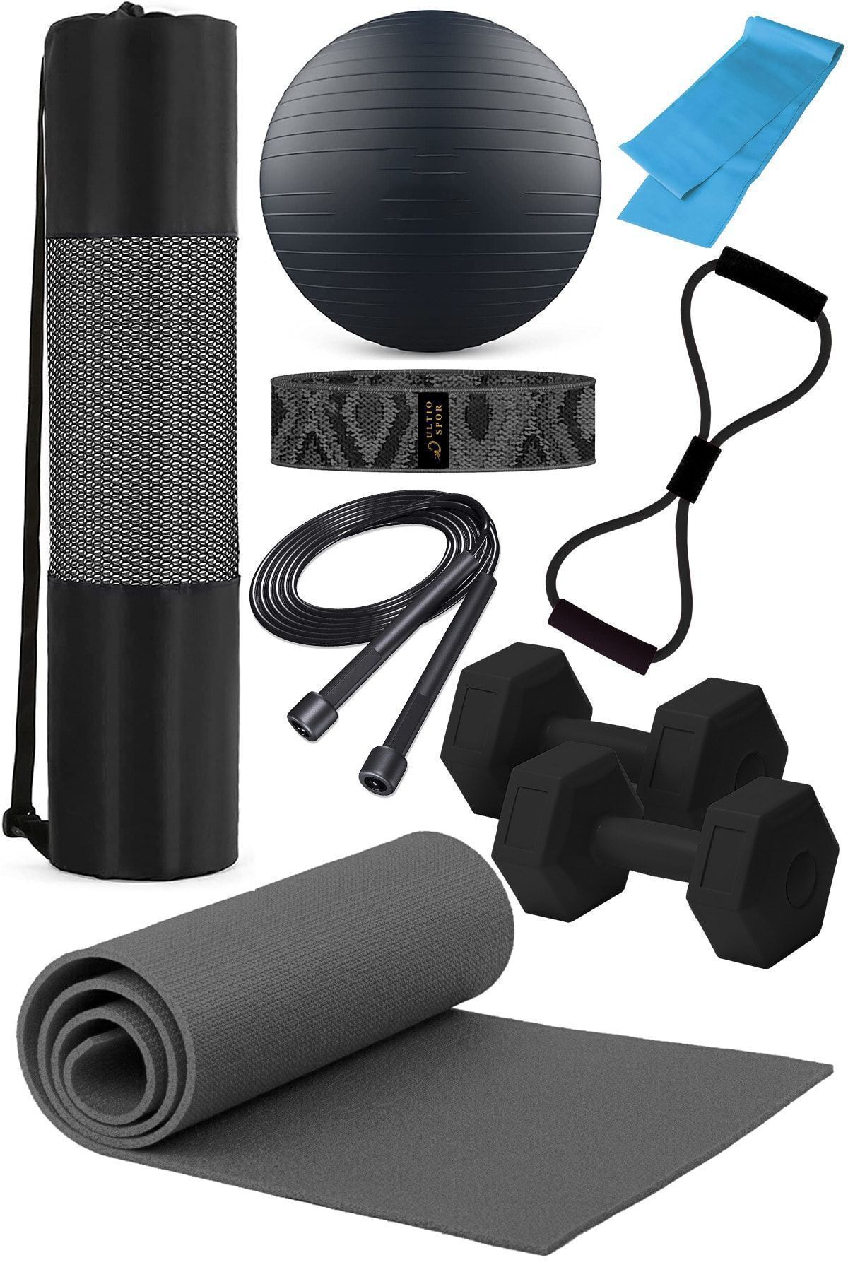 9 Parça Pilates Seti Taşıma Çantası Ve Tüm Pilates Malzemeleri Ekonomik Set Yeni Sezon