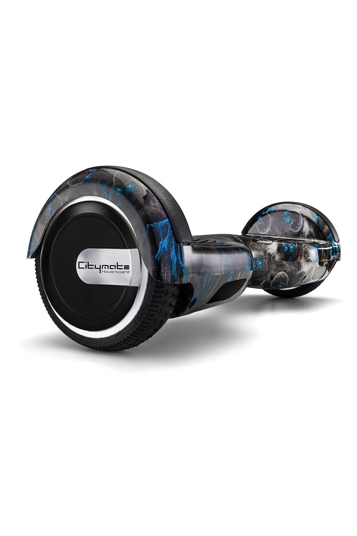 Elektrikli Kaykay Scooter Hoverboard 6.5 Inch Siyah Kurukafa Grafity Desenli Akıllı Denge- D18
