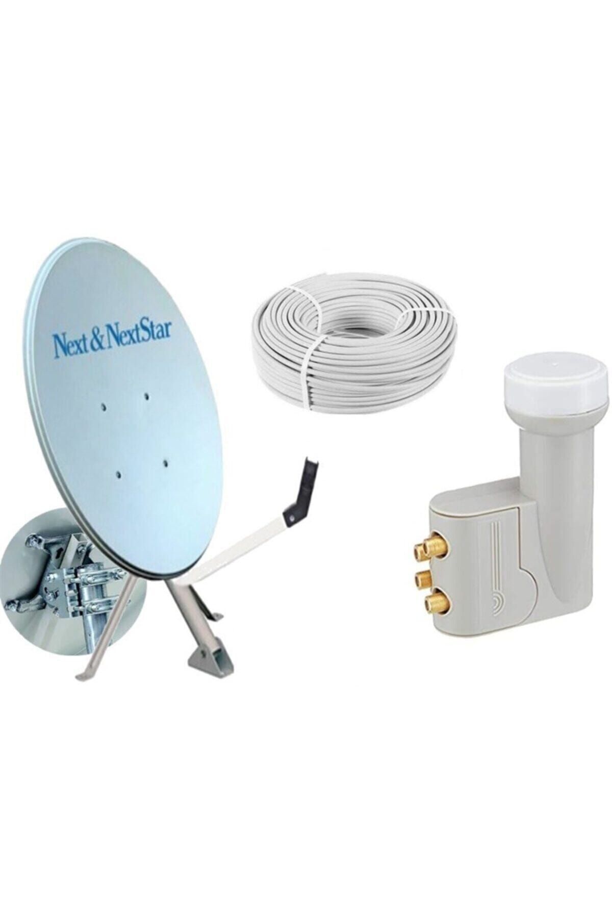 75 Cm Ofset Çanak Anten Full Set Dörtlü Lnb 25 Mt Anten Kablosu Full Bakır