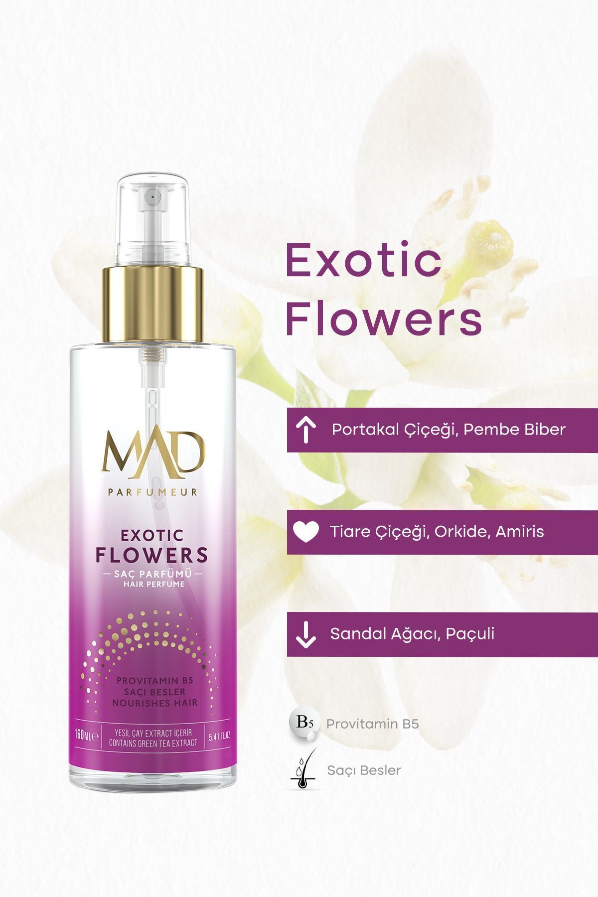 Mad Exotic Flowers 160 ML Saç Parfümü